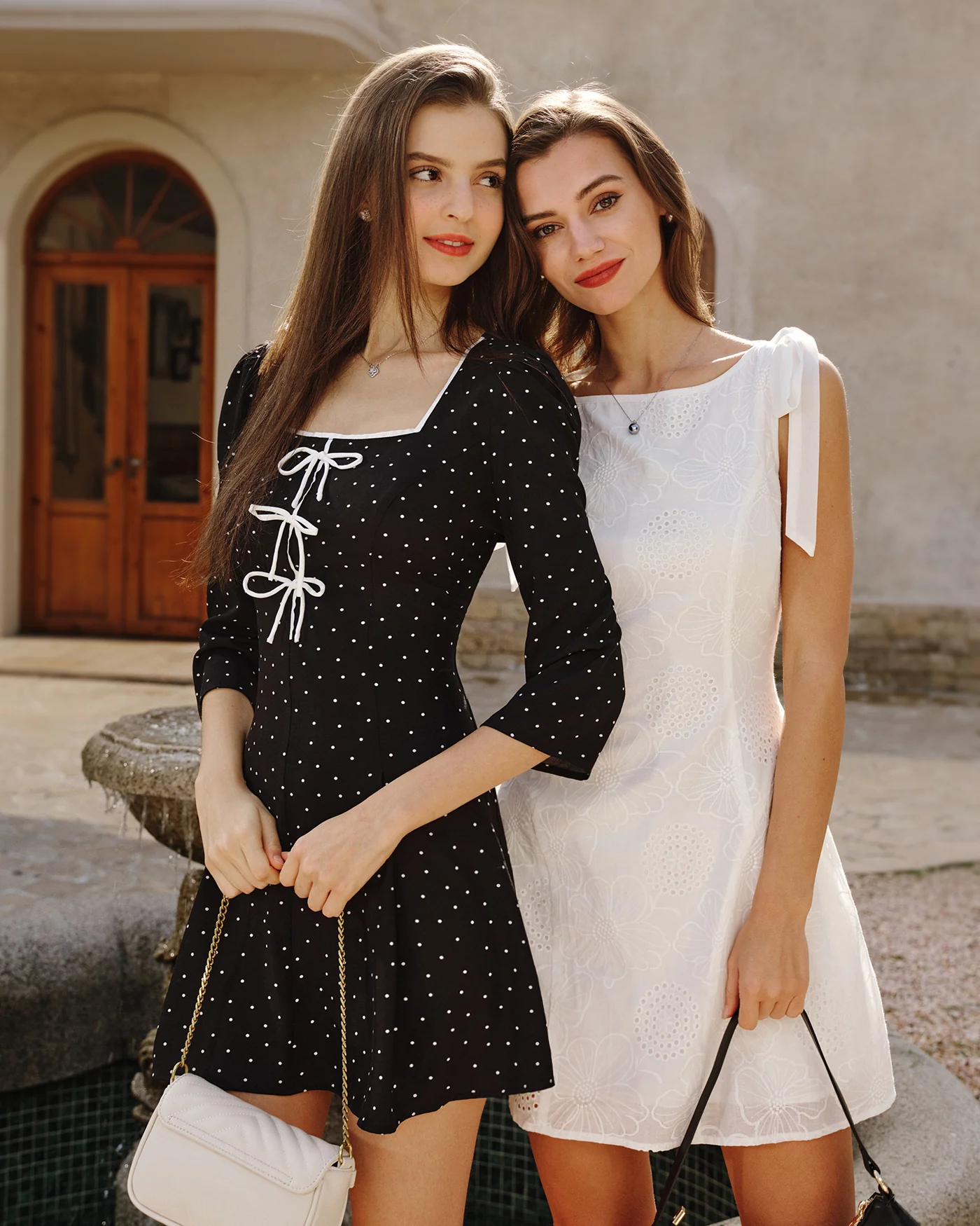 Black Polka Dot Square Neck Mini Dress - Image 6