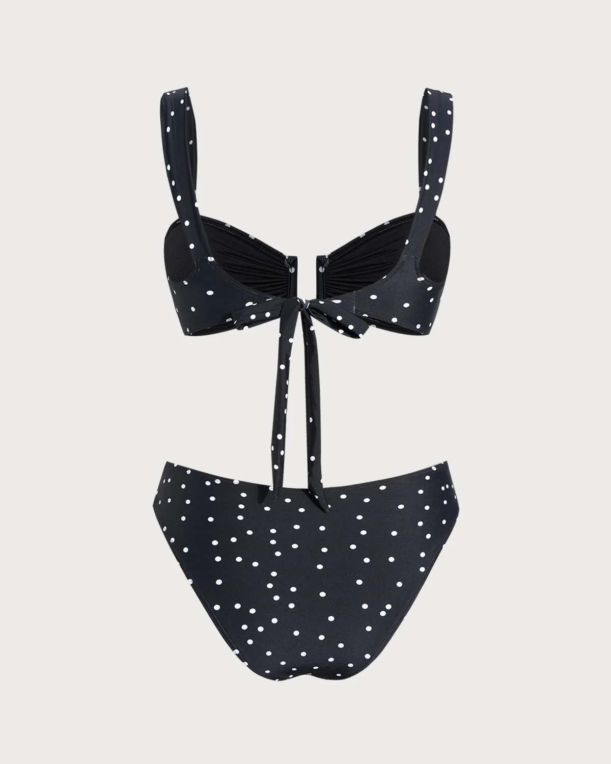 Black Polka Dots Bandeau Bikini Set - Image 4