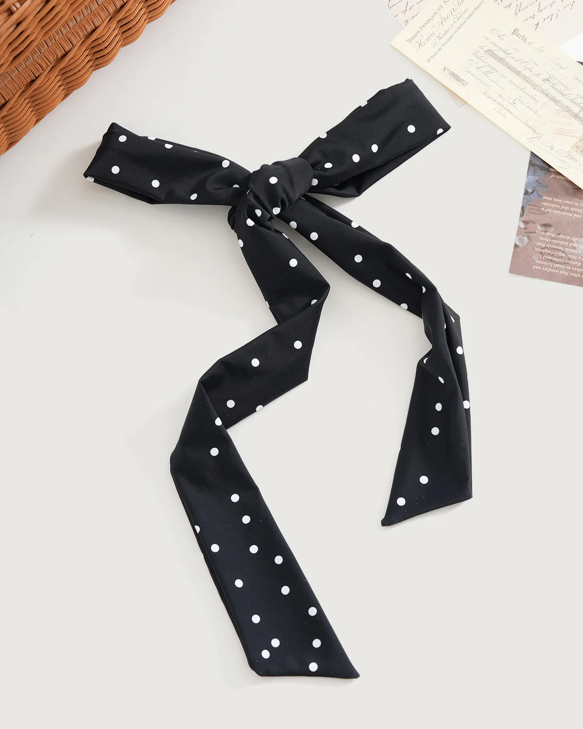 Black Polka Dots Knit Scarf - Image 3