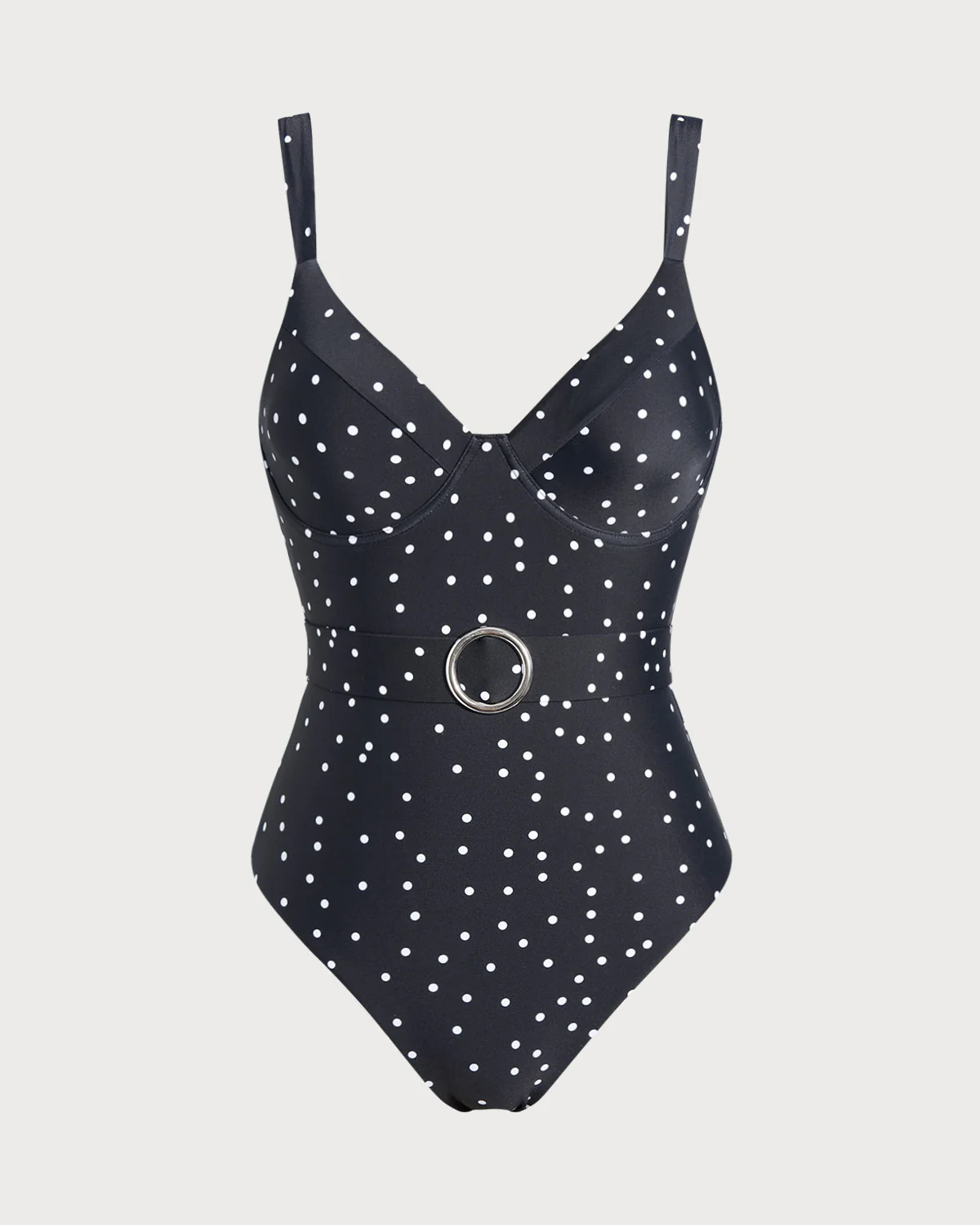 Black Polka Dots One Piece Swimwear - Image 2