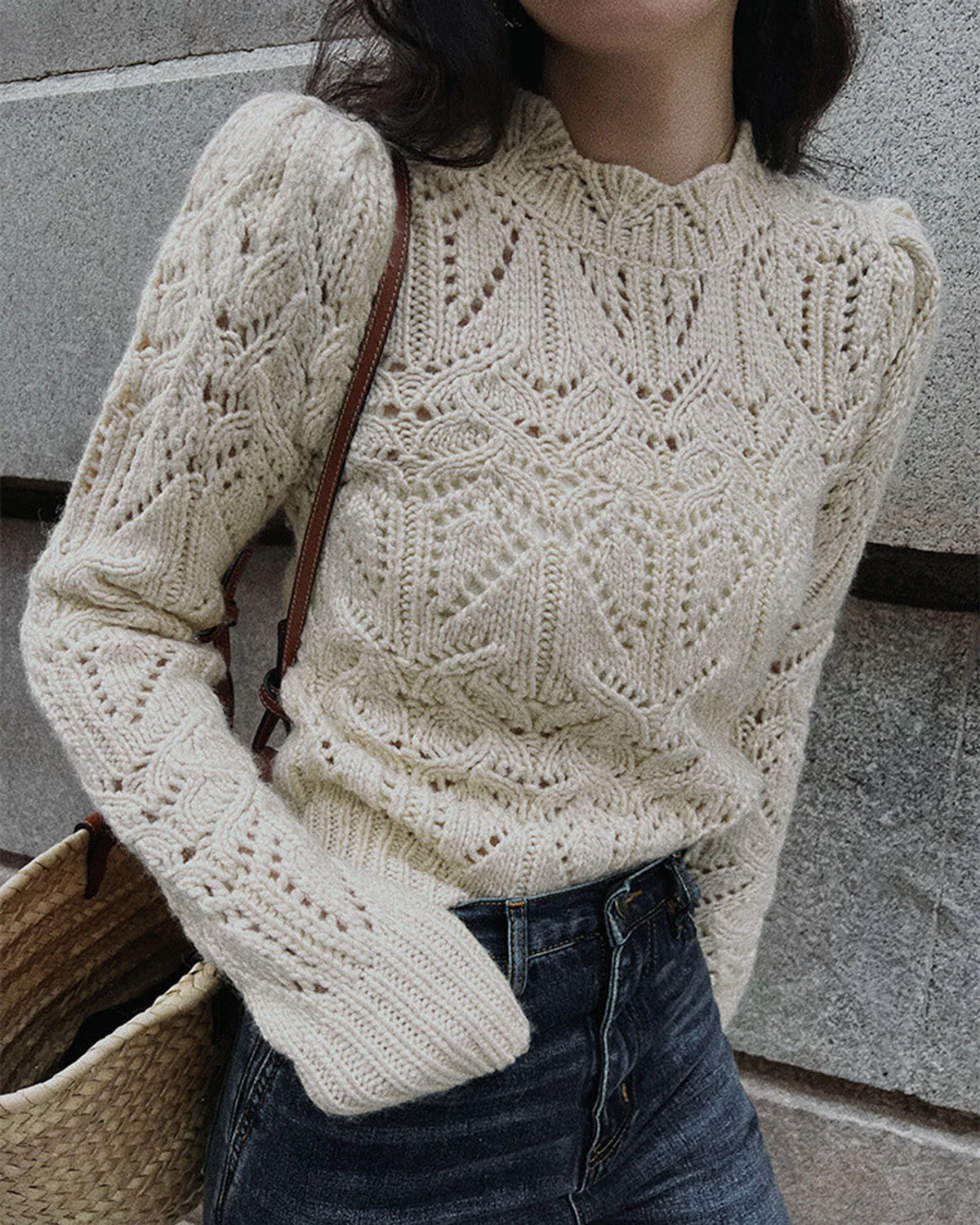 Black Round Neck Cut Out Sweater - Image 6