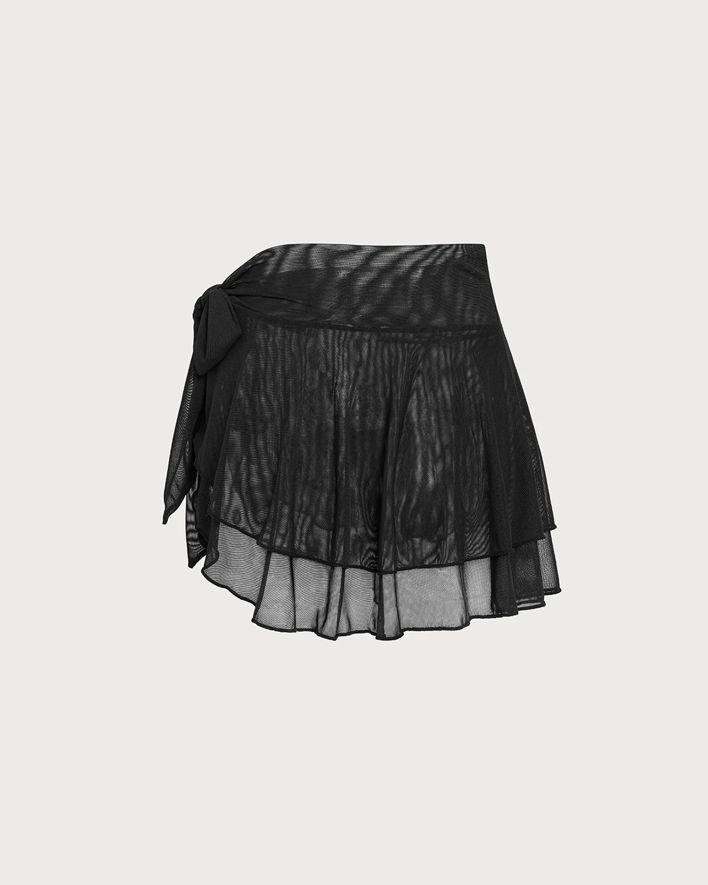 Black Ruffled Mesh Cover-up - Image 2
