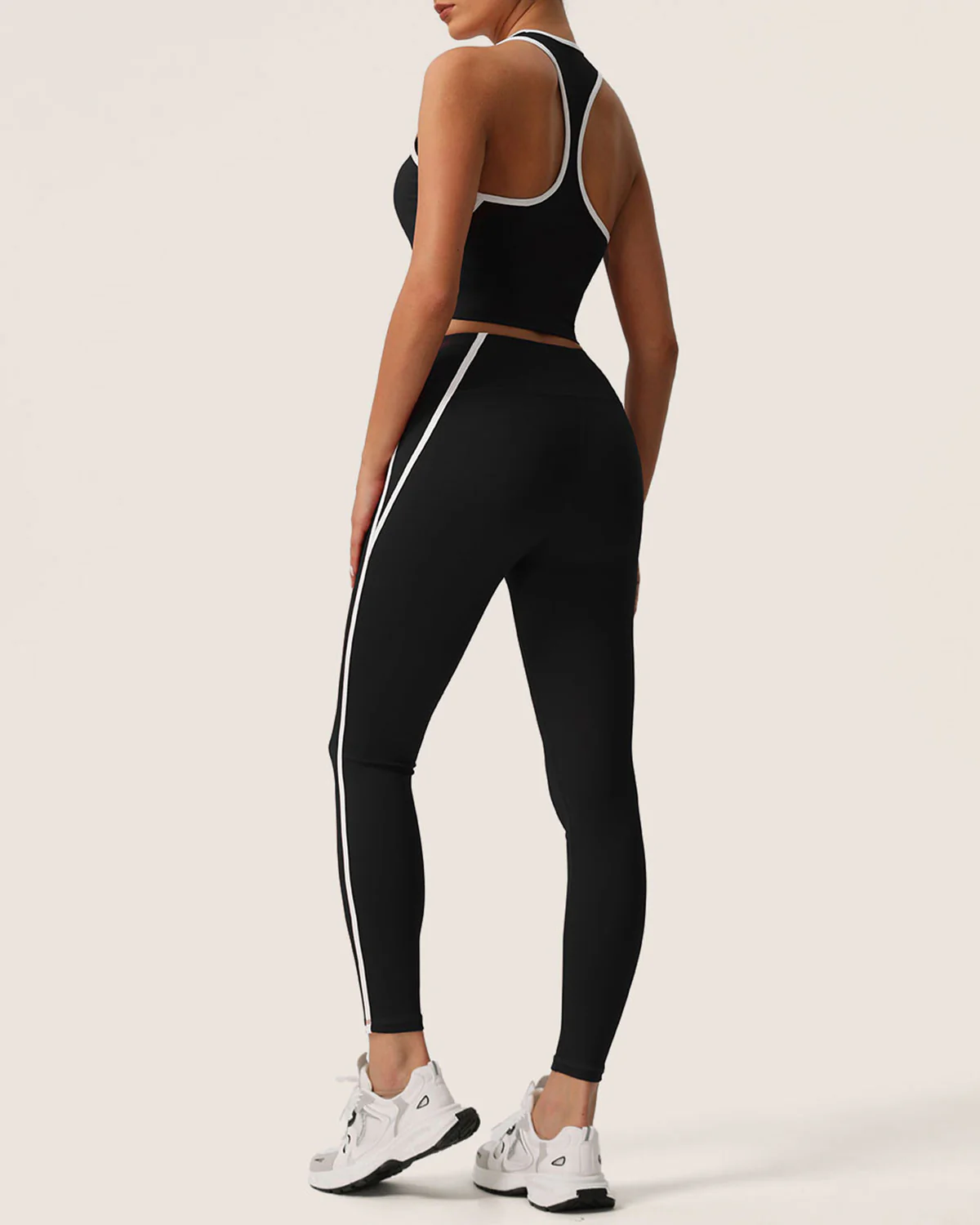 Black Scoop Neck Yoga Tank Top - Light Support - Image 3
