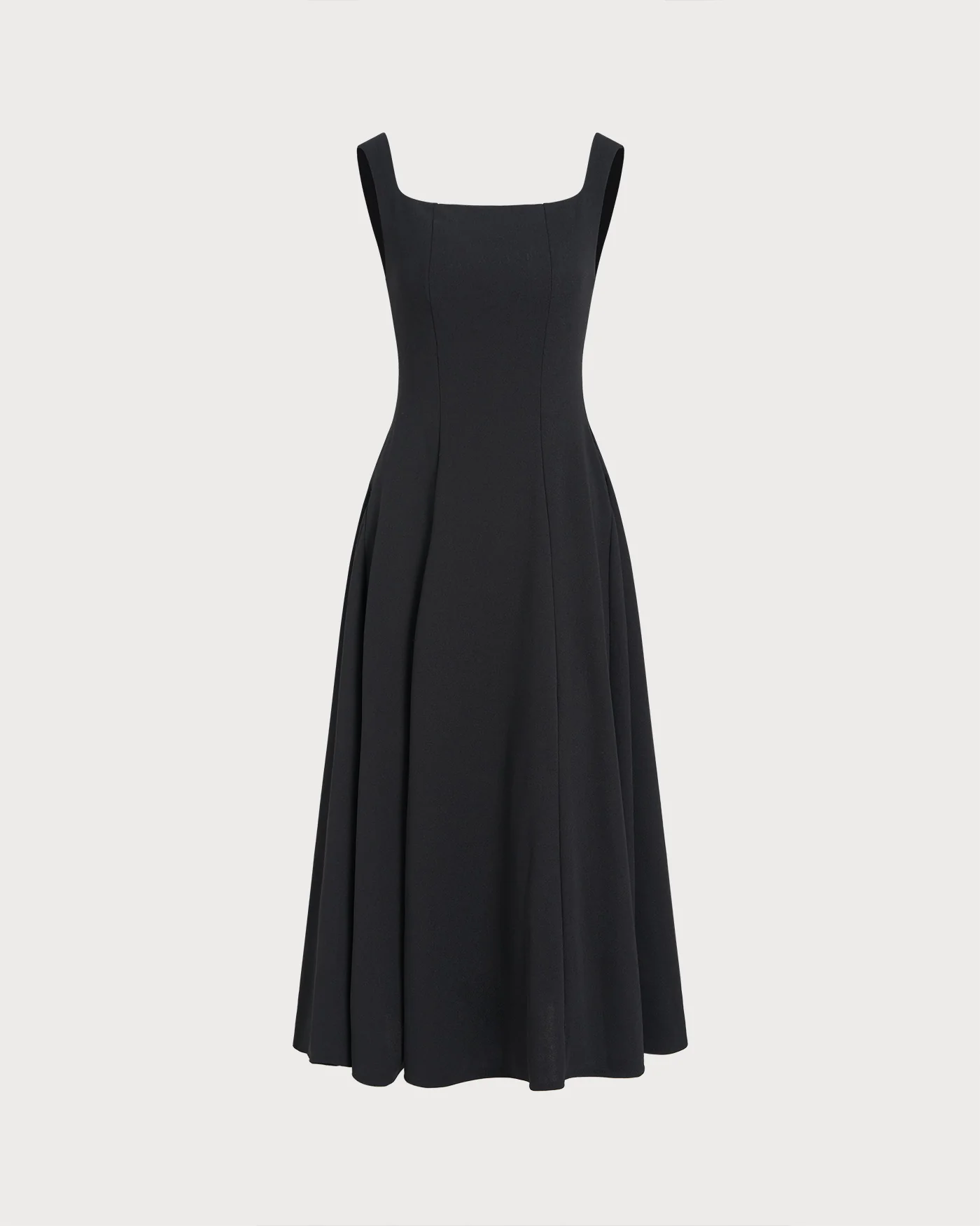 Black Solid Zipper Slip Midi Dress - Image 7