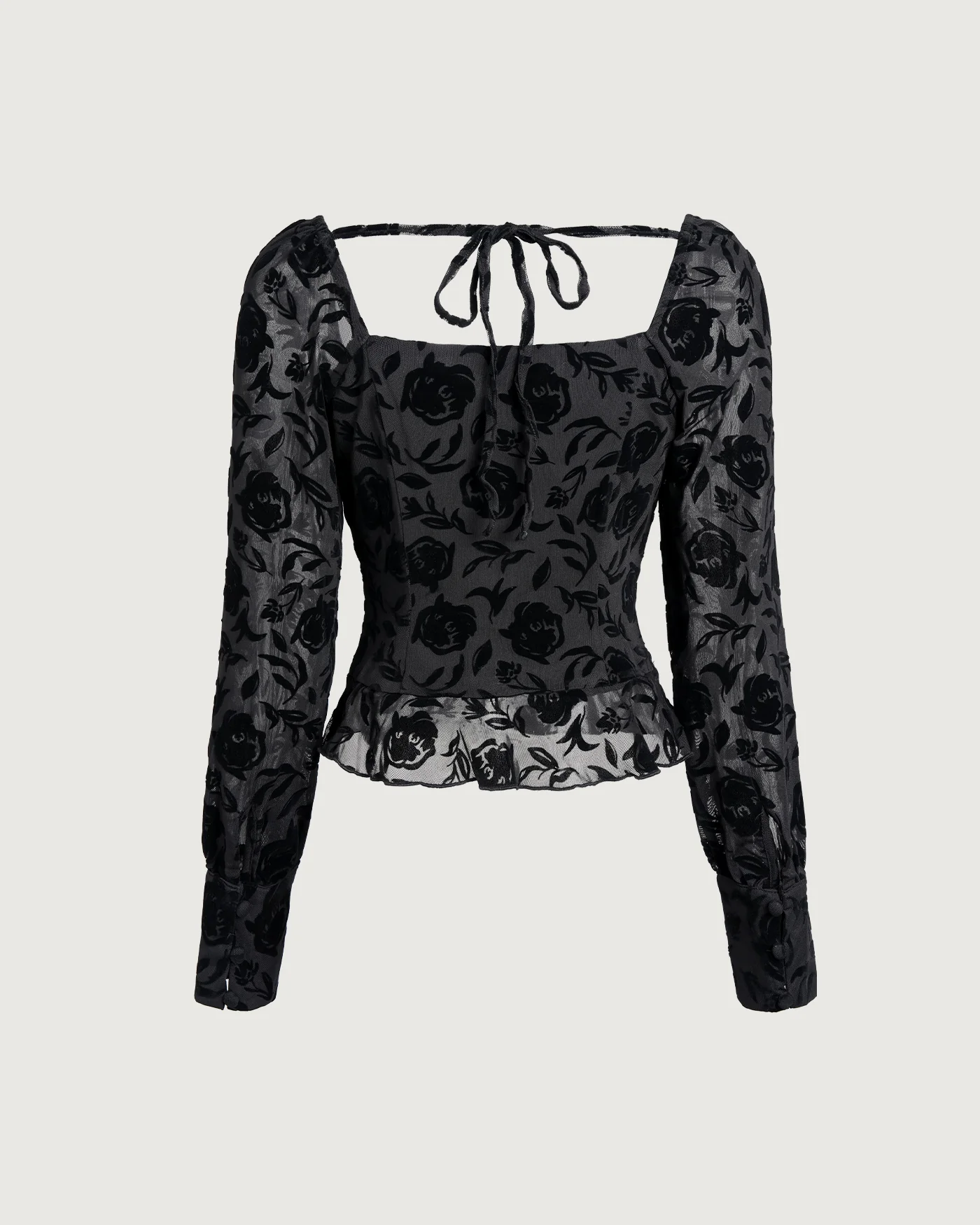 Black Square Neck Blouse - Image 5