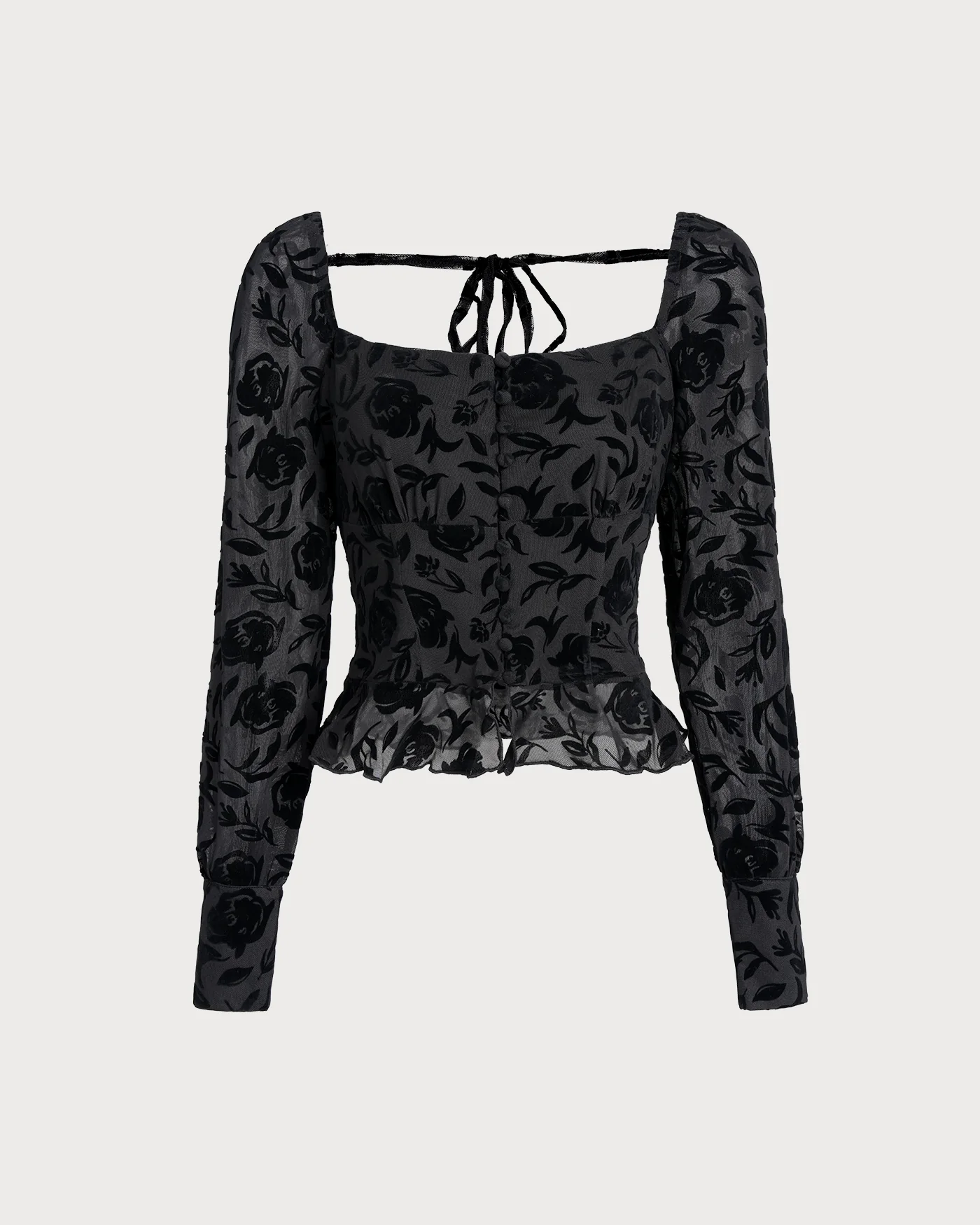 Black Square Neck Blouse - Image 6