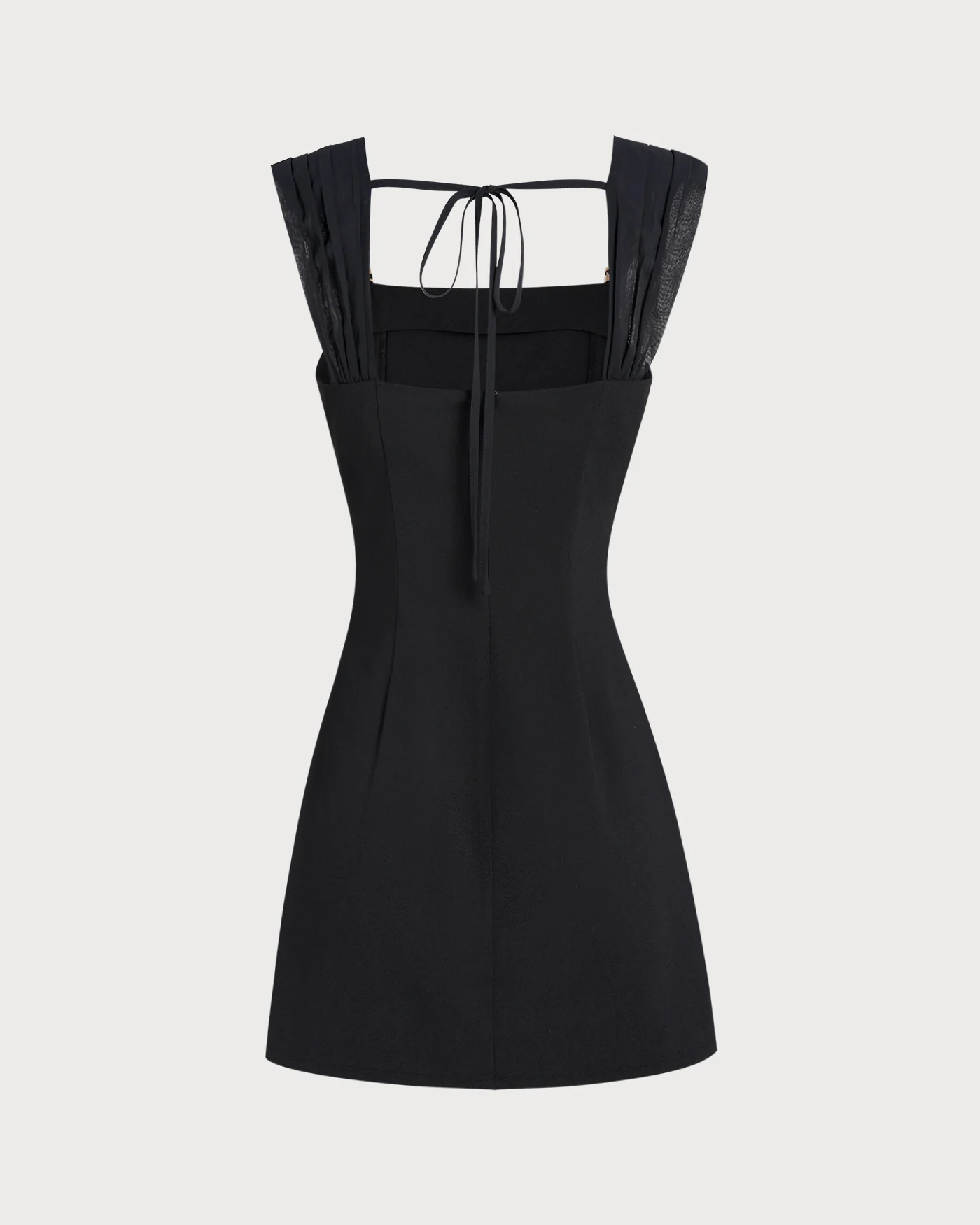 Black Square Neck Cap Sleeve Mini Dress - Image 8