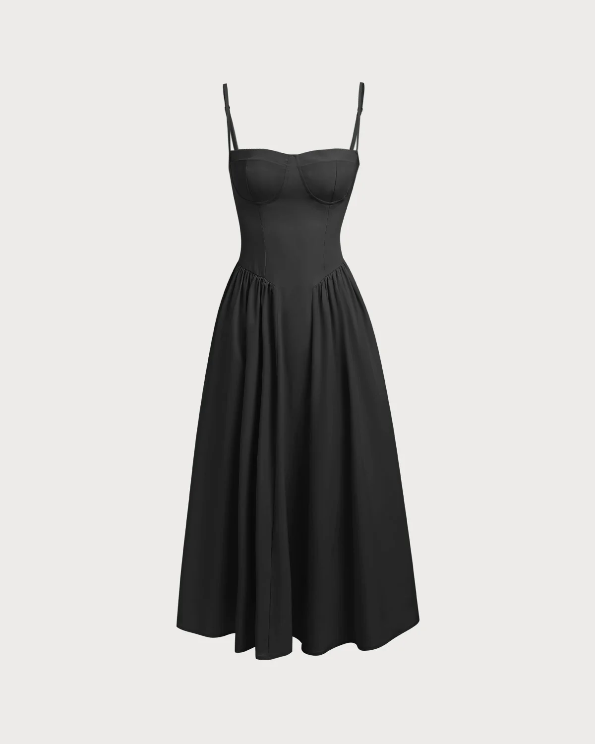 Black Square Neck Pocket Slip Midi Dress - Image 6