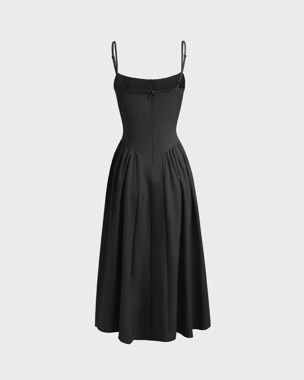 Black Square Neck Pocket Slip Midi Dress - Image 7
