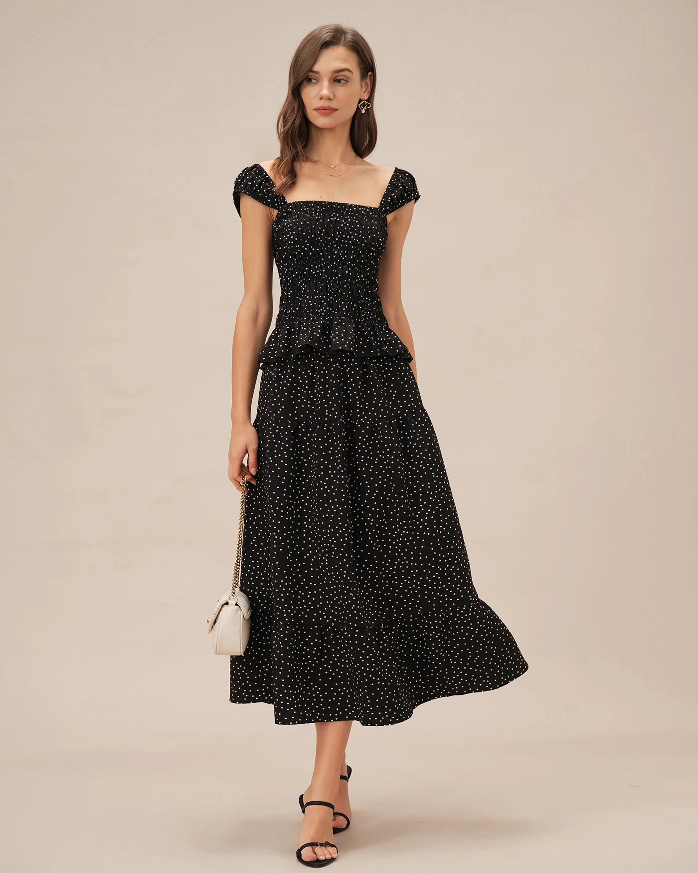 Black Square Neck Polka Dot Tank Top - Image 7