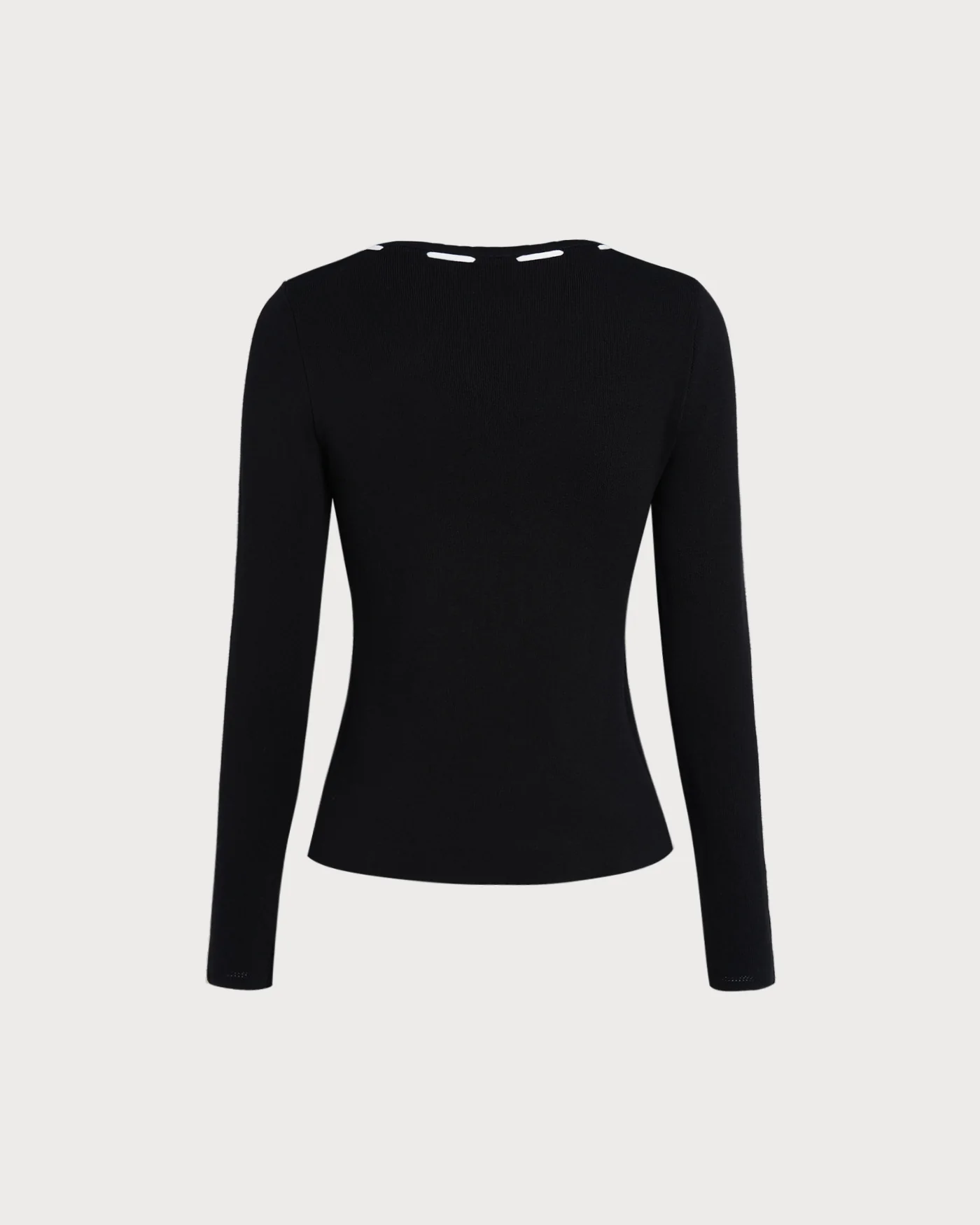 Black Square Neck Viscose Knit Top - Image 7