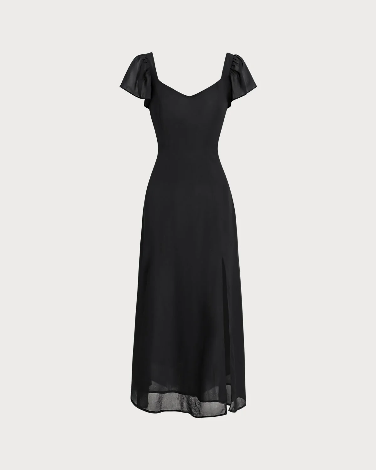 Black Sweetheart Neck Chiffon Maxi Dress - Image 6