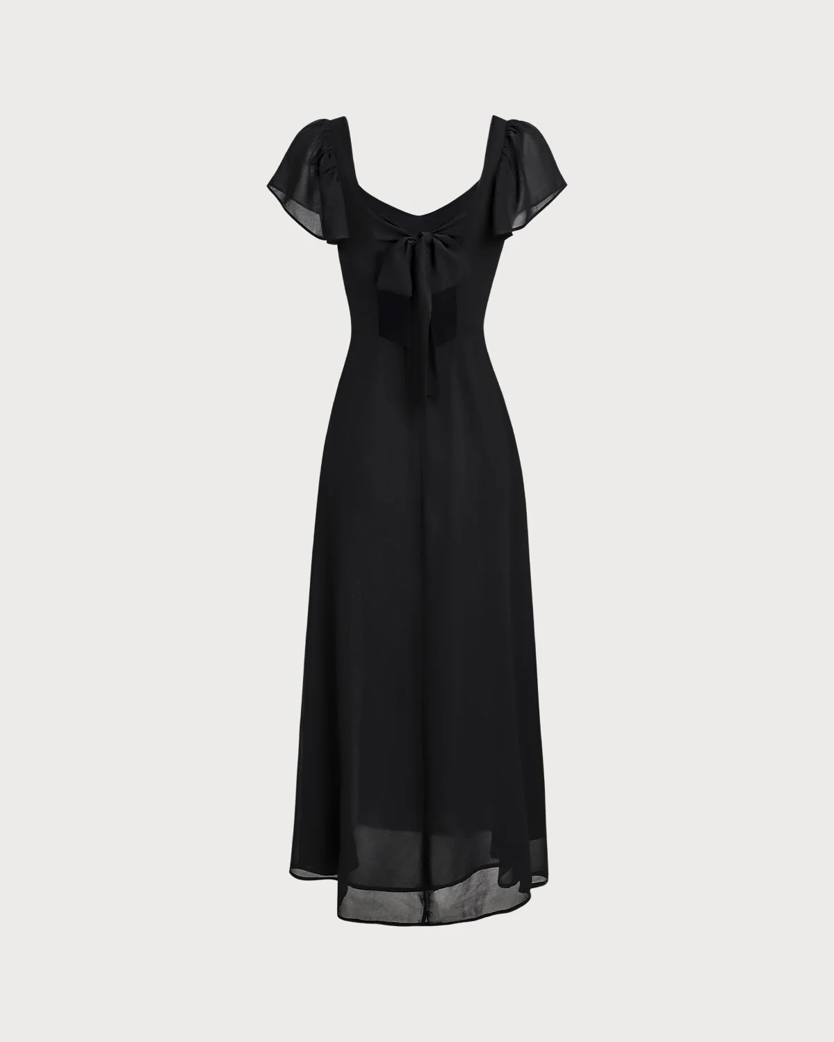 Black Sweetheart Neck Chiffon Maxi Dress - Image 7