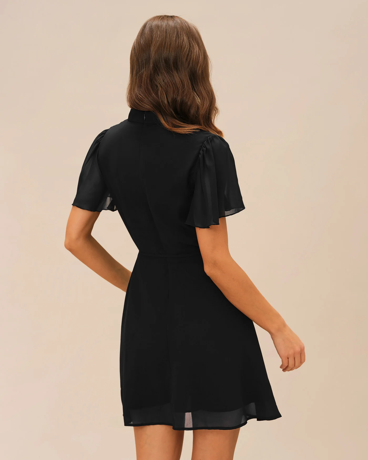 Black Turtle Butterfly Sleeve Mini Dress - Image 5