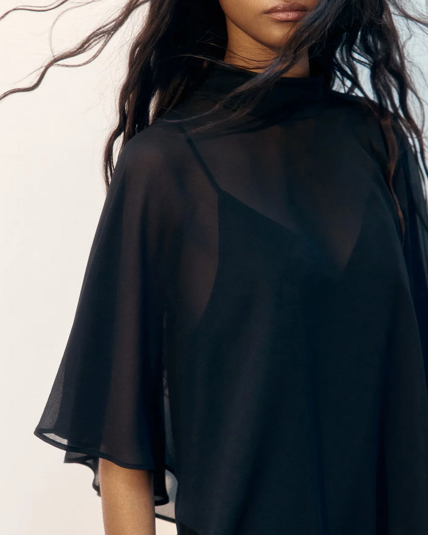 Black Turtle Cape Sleeve Mini Dress - Image 2