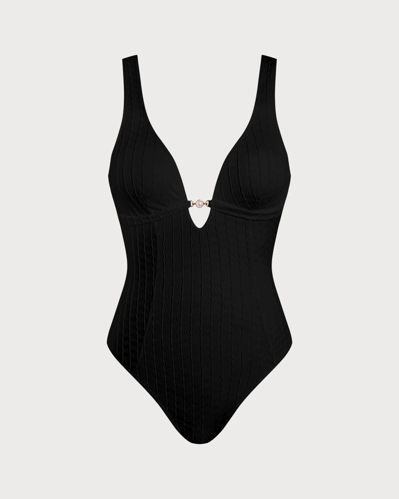 Black V Neck Cut Out One Piece - Image 2