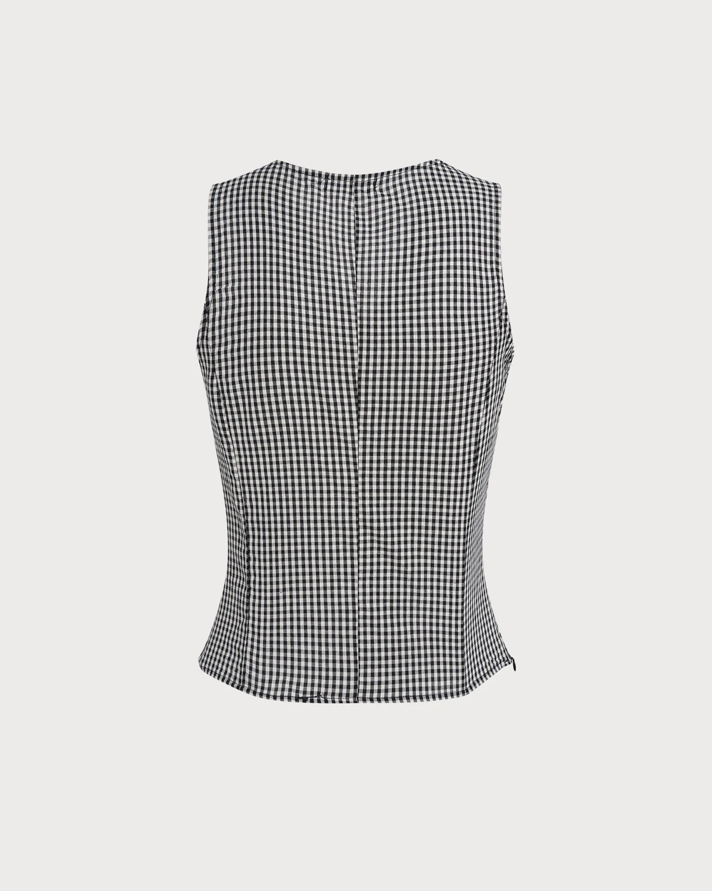 Black V Neck Plaid Tank Top - Image 4