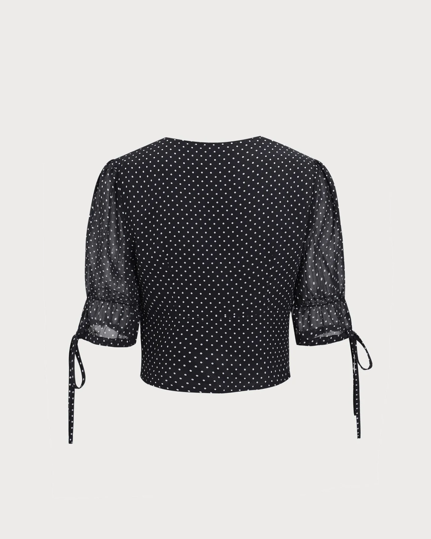 Black V-Neck Polka Dot Blouse - Image 7