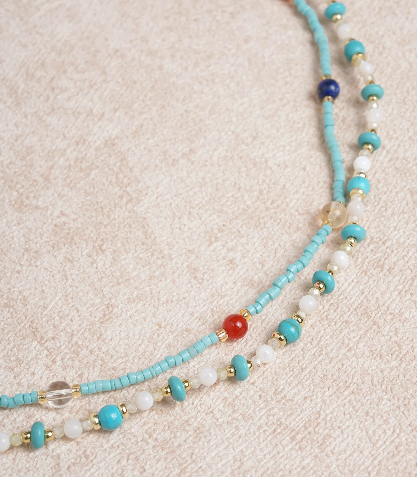 Blue Beaded Clavicle Necklace - Image 3