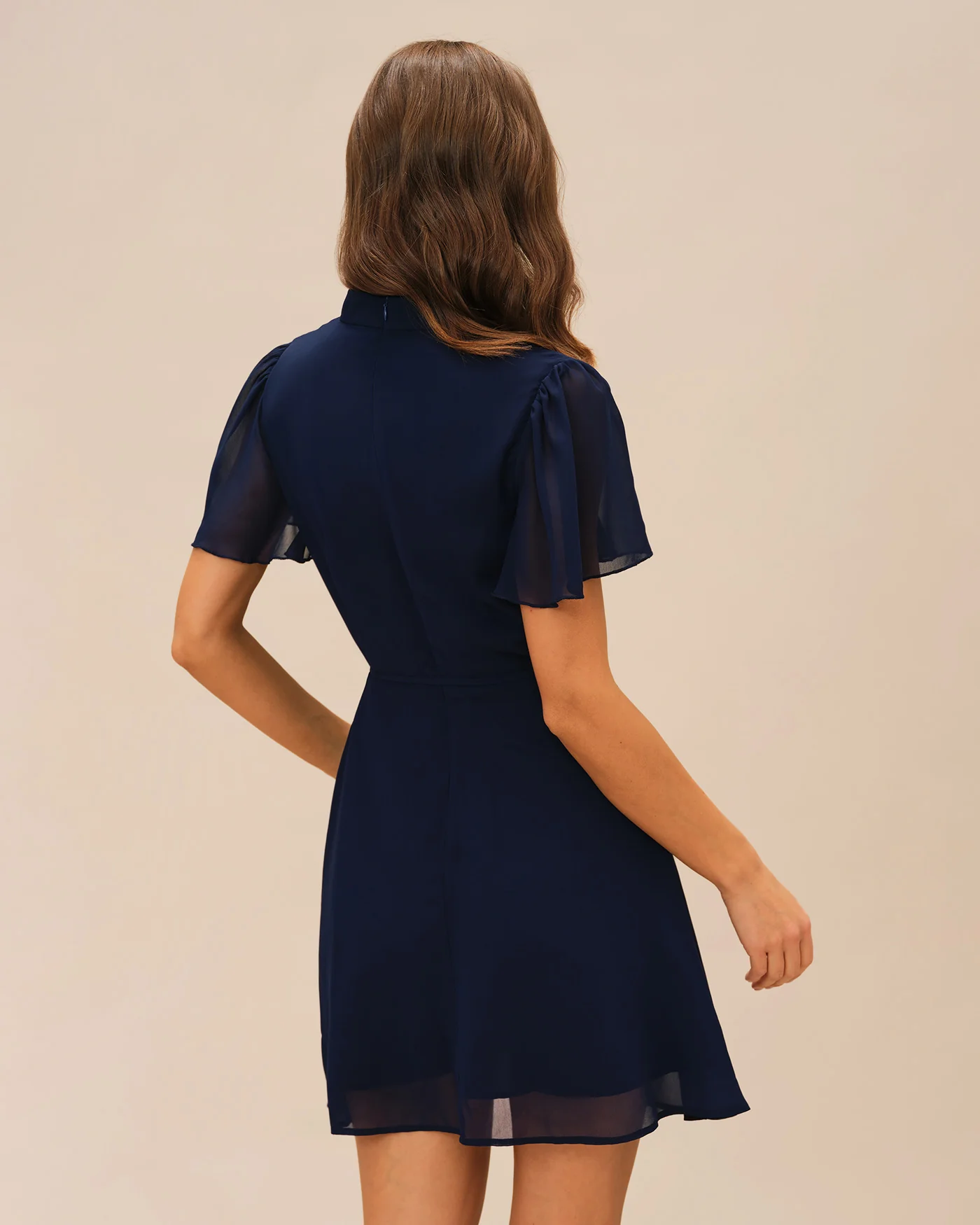 Blue Butterfly Sleeve Mini Dress - Image 6