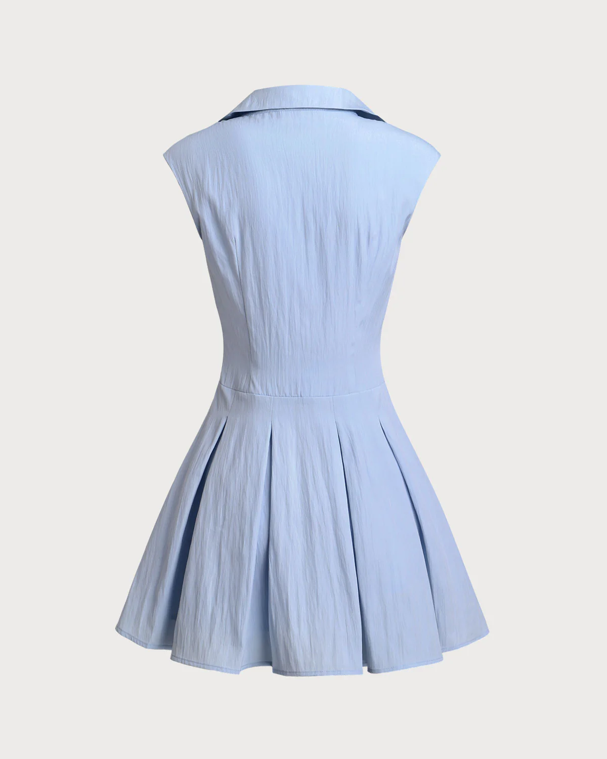 Blue Button A-Line Sleeveless Mini Dress - Image 7