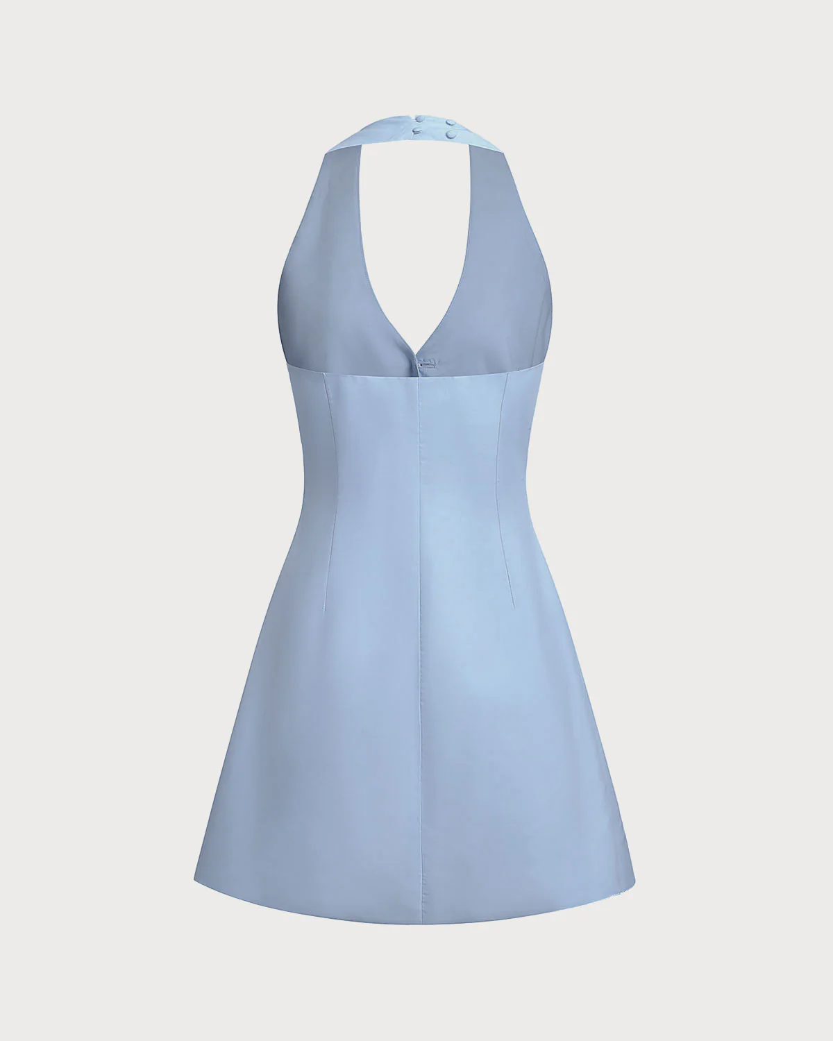 Blue Button Pocket Halter Mini Dress - Image 8