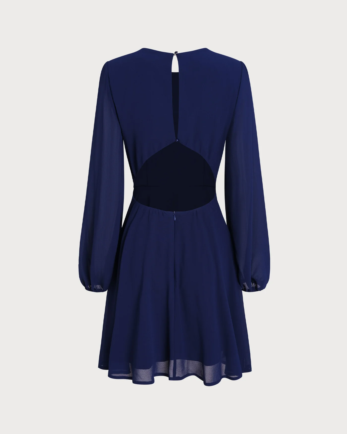 Blue Chiffon Backless A-Line Mini Dress - Image 10
