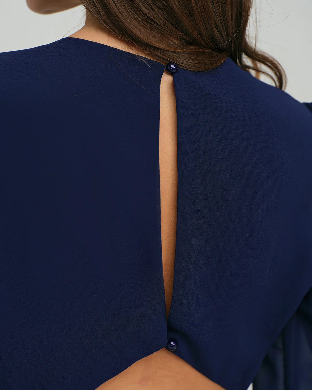 Blue Chiffon Backless A-Line Mini Dress - Image 4
