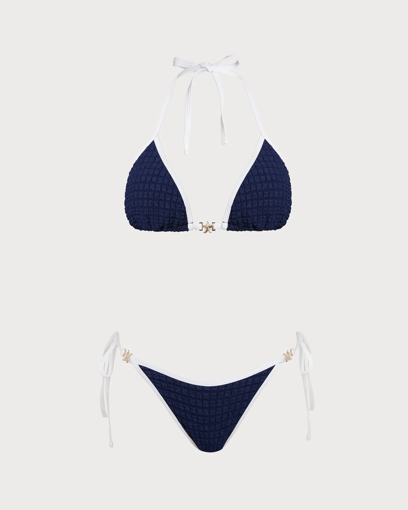 Blue Contrasting Halter Bikini Set - Image 2