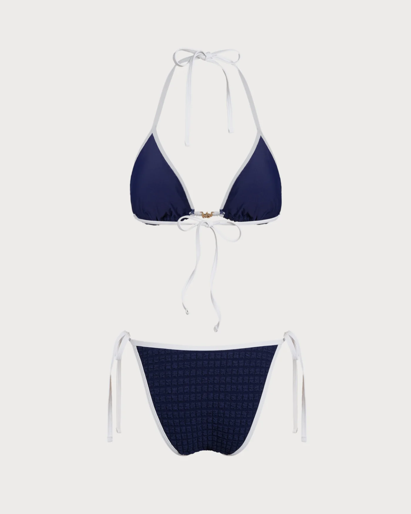 Blue Contrasting Halter Bikini Set - Image 4