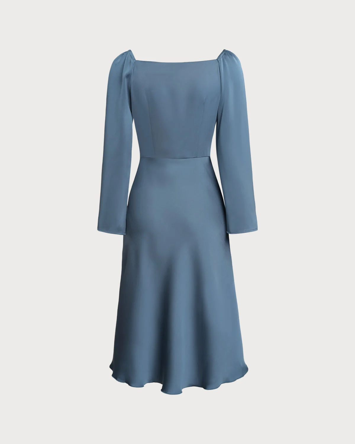 Blue Cowl Neck A-Line Midi Dress - Image 7