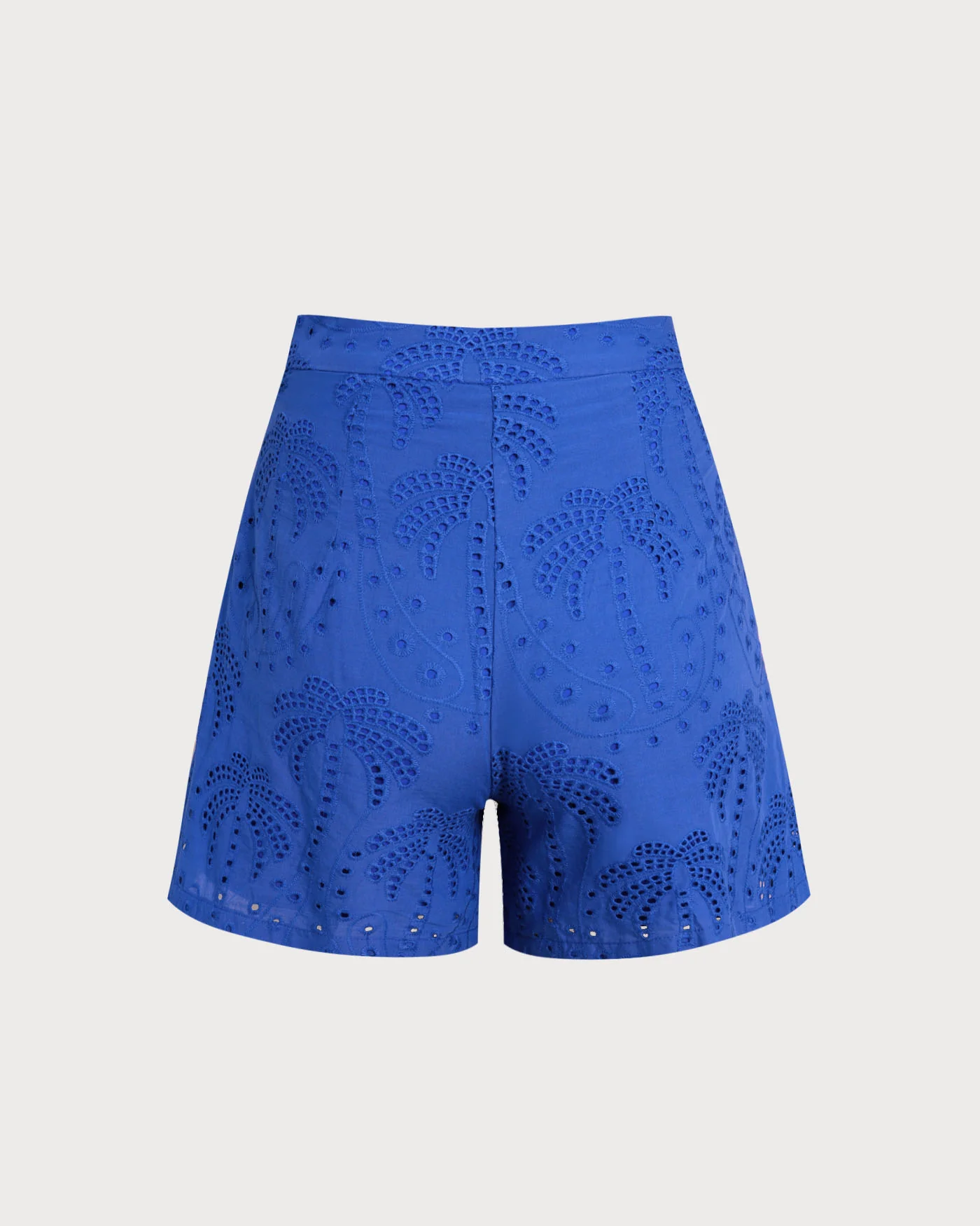 Blue Embroidery Cotton Shorts - Image 8
