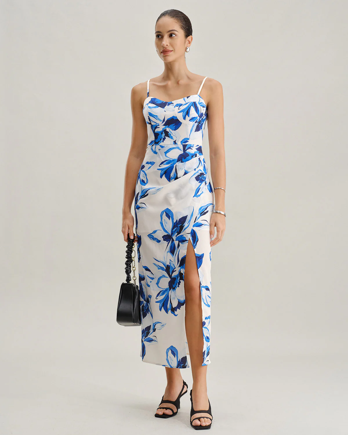 Blue Floral Bohemian Slip Maxi Dress - Image 3