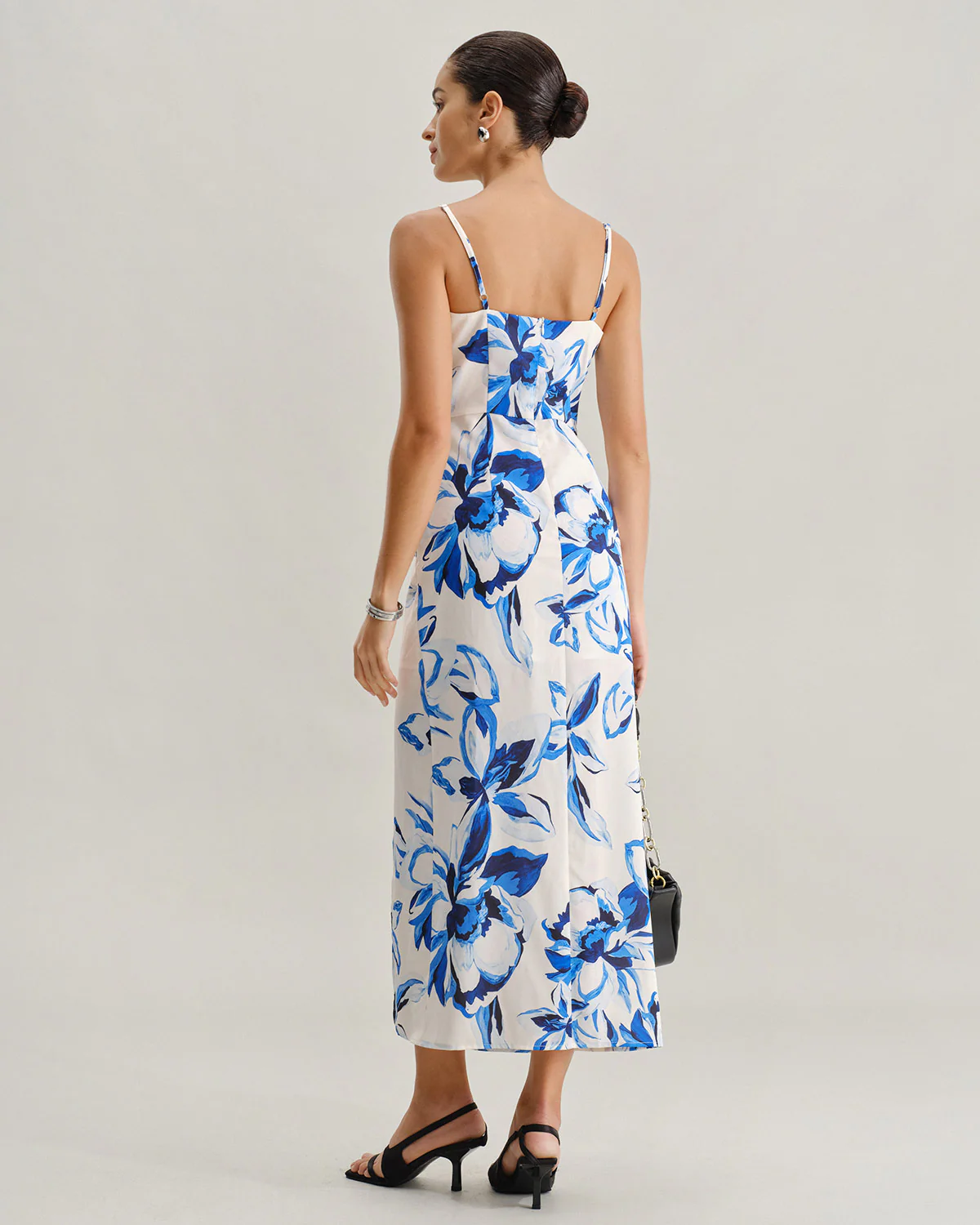 Blue Floral Bohemian Slip Maxi Dress - Image 4