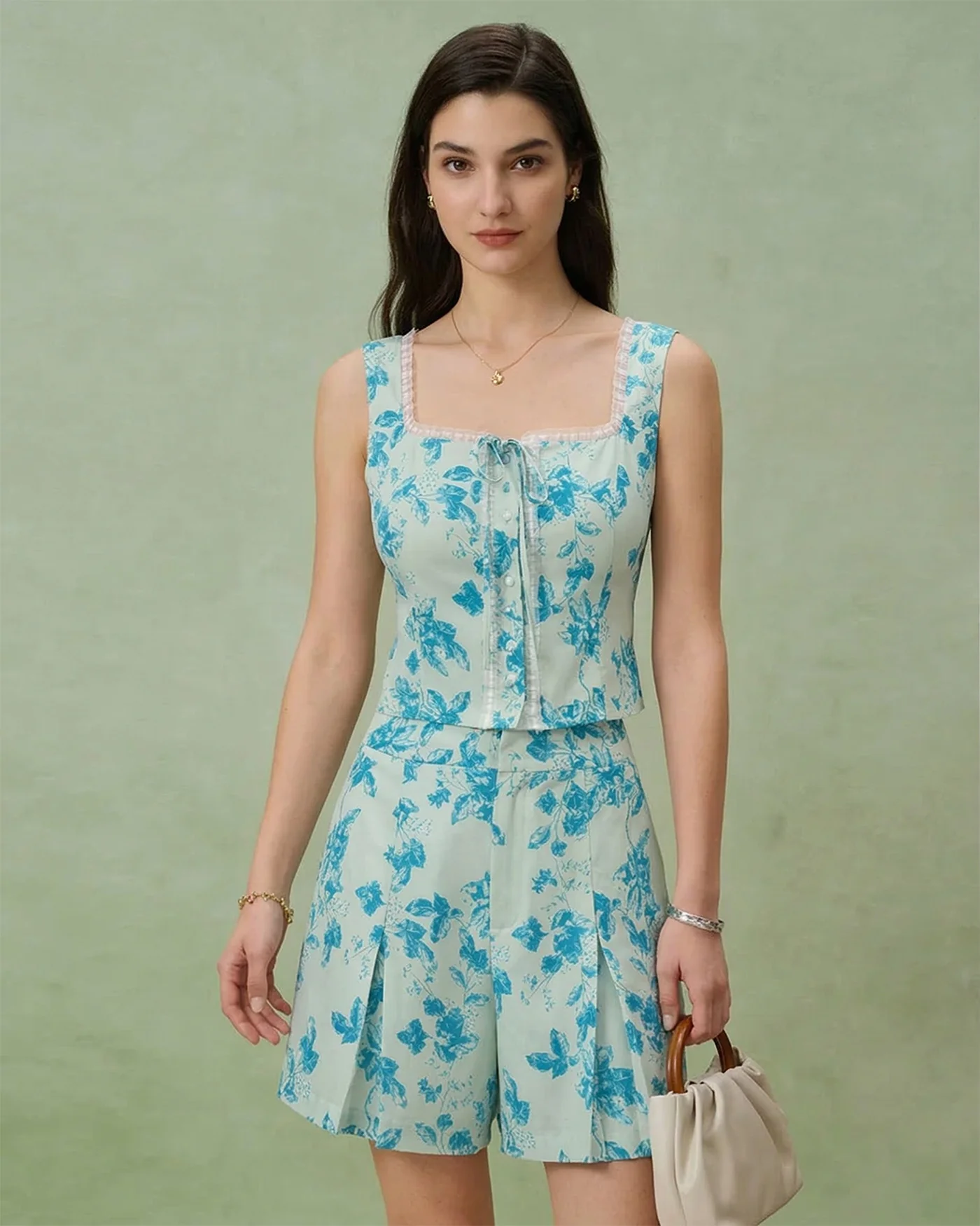 Blue Floral Pocket Shorts - Image 2