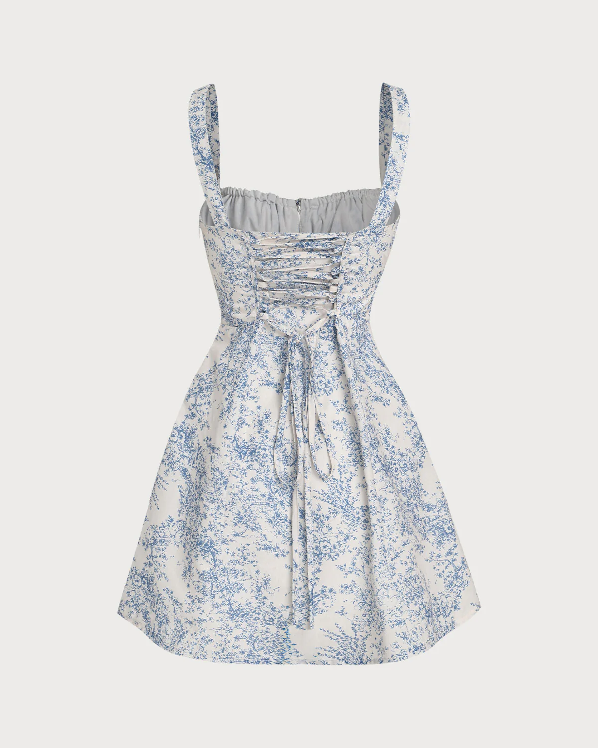 Blue Floral Ruched Slip Corset Mini Dress - Image 7