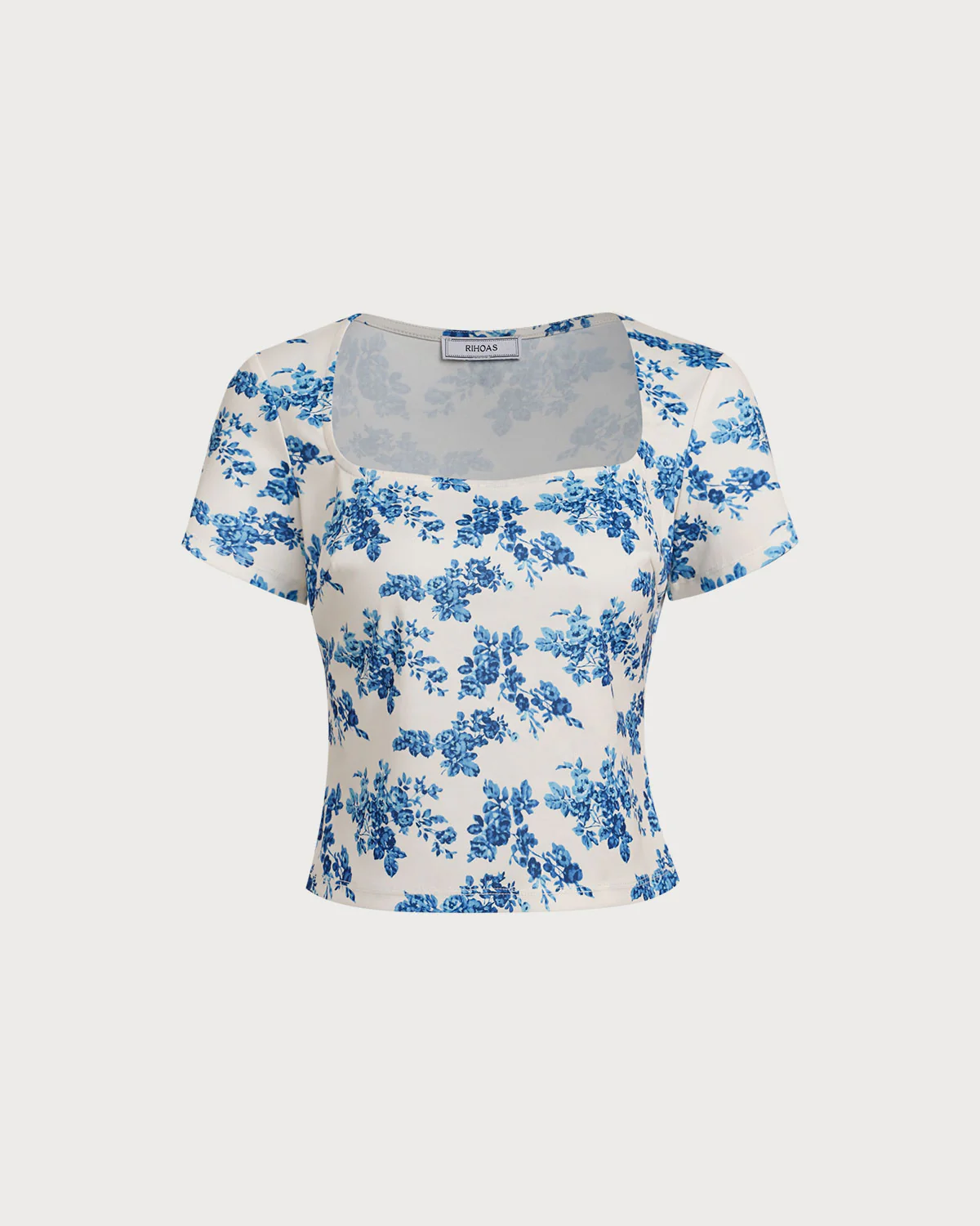 Blue Floral Short Sleeve T-Shirt - Image 4