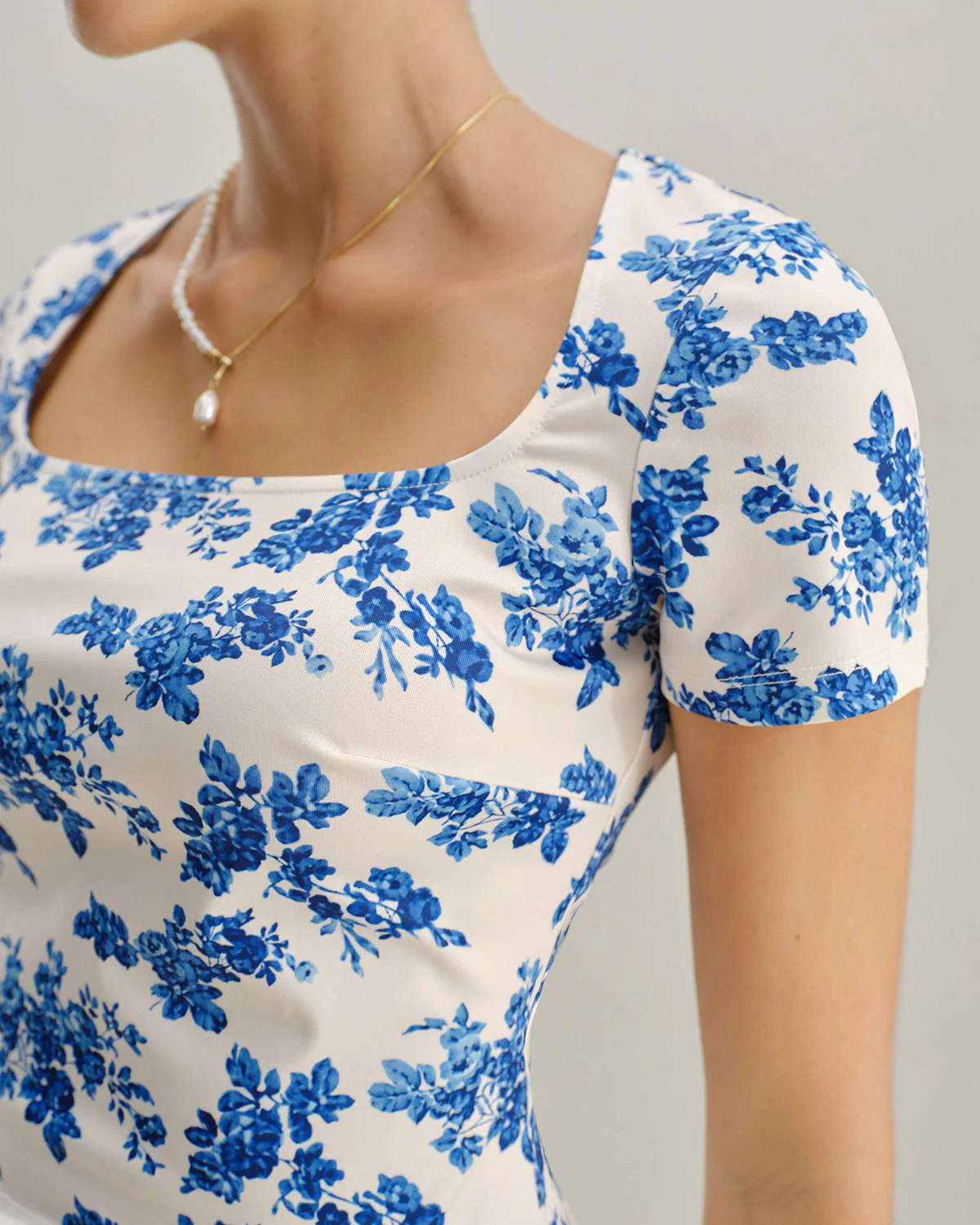 Blue Floral Short Sleeve T-Shirt - Image 8