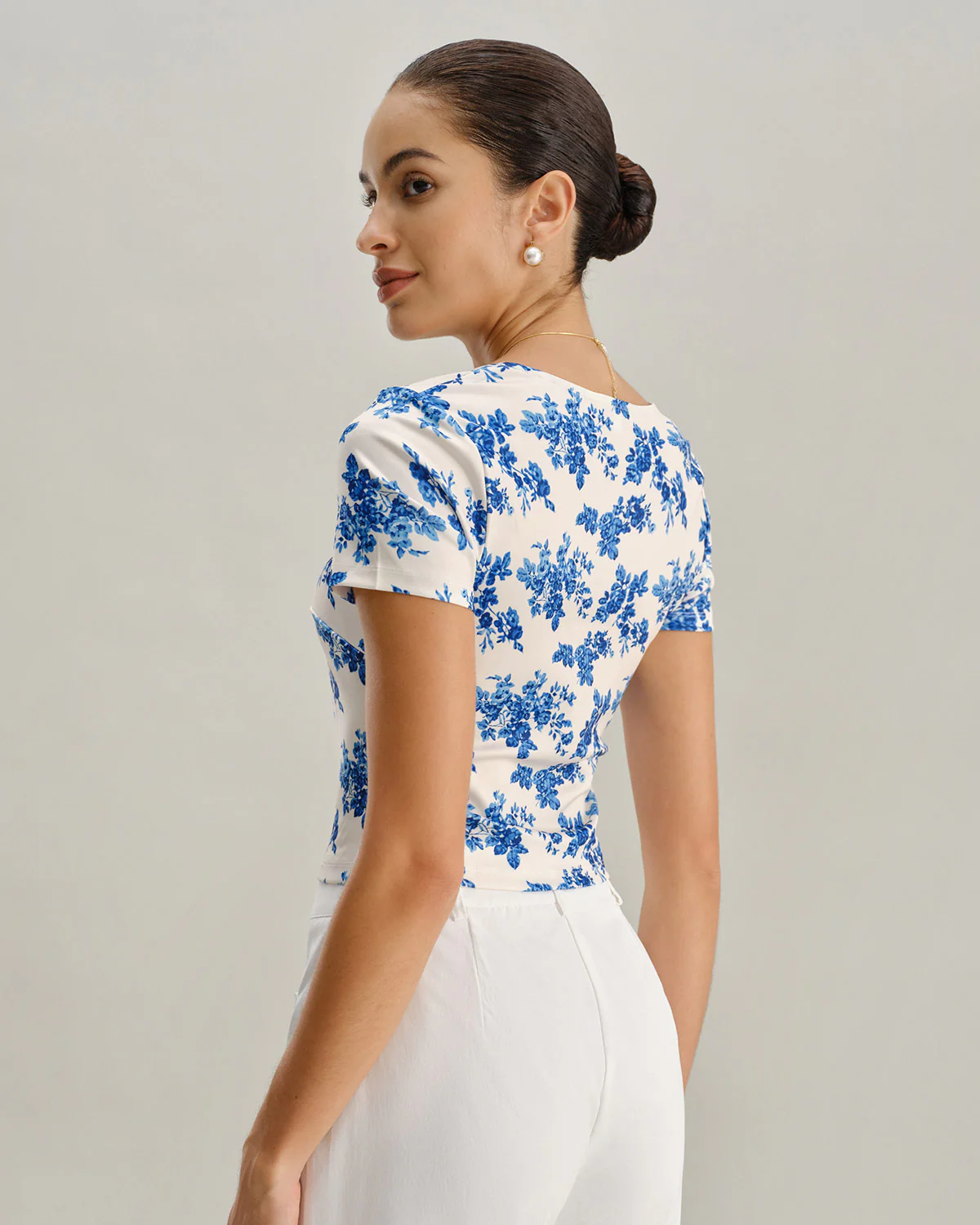 Blue Floral Short Sleeve T-Shirt - Image 9