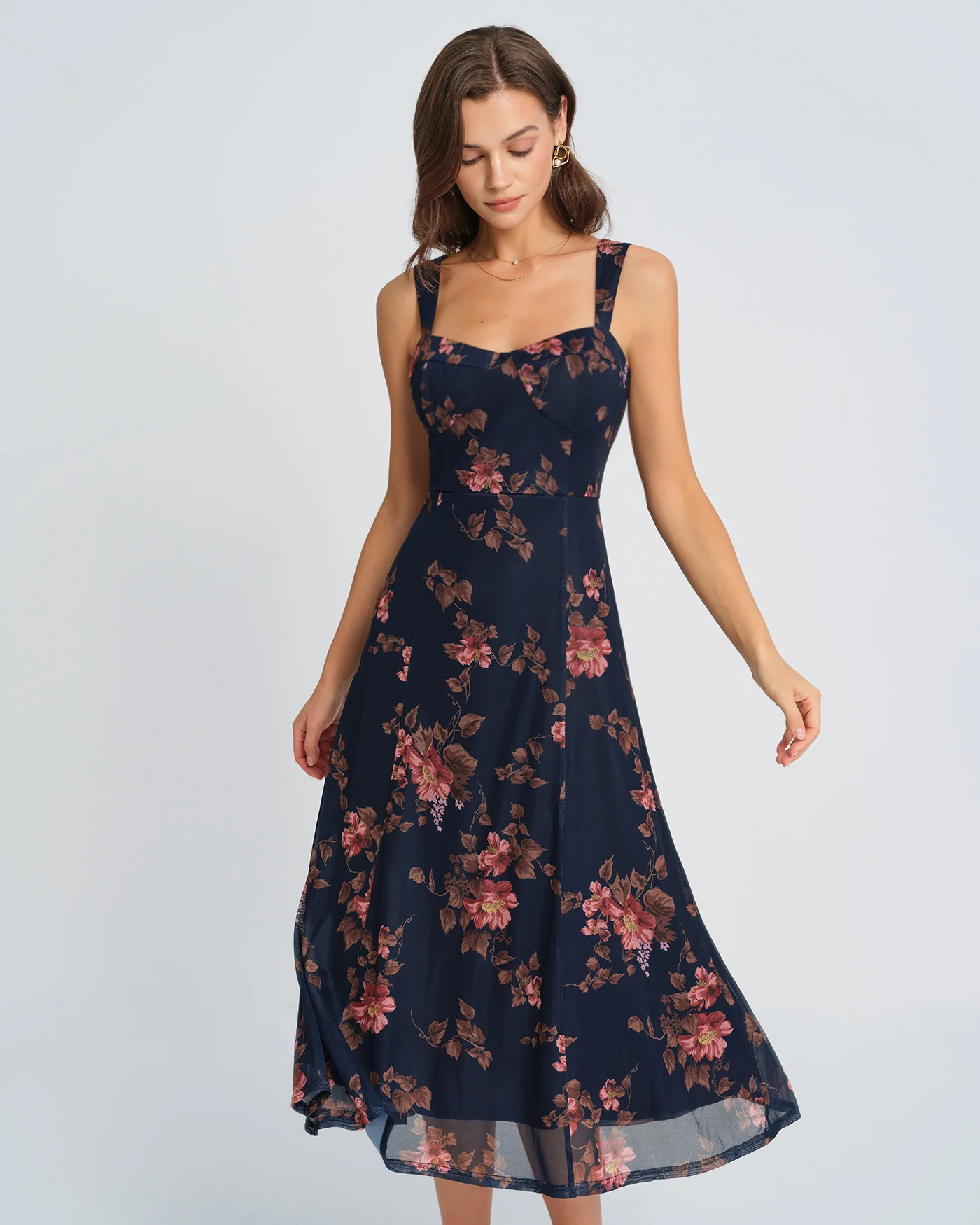 Blue Floral Slip Midi Dress - Image 3