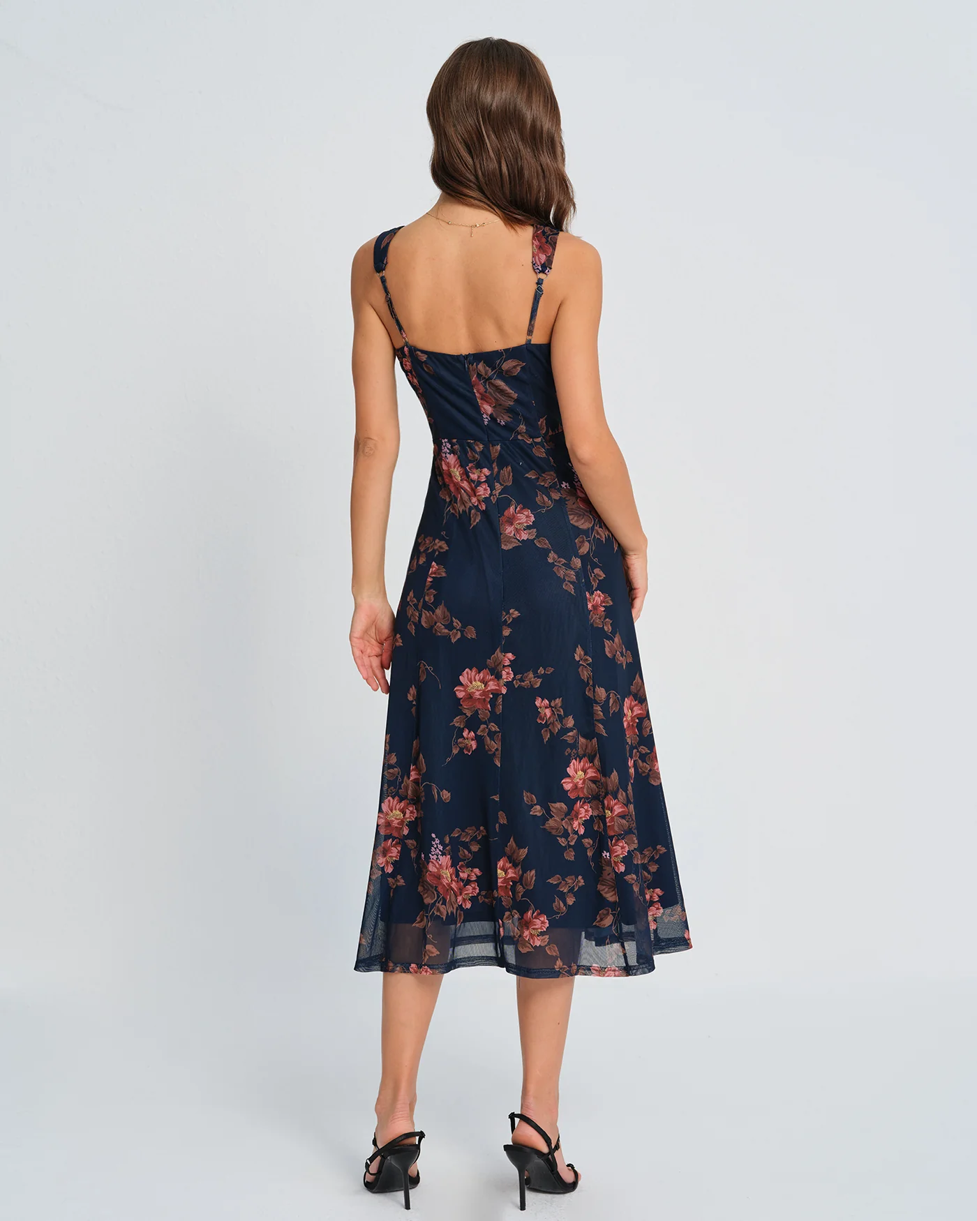 Blue Floral Slip Midi Dress - Image 4