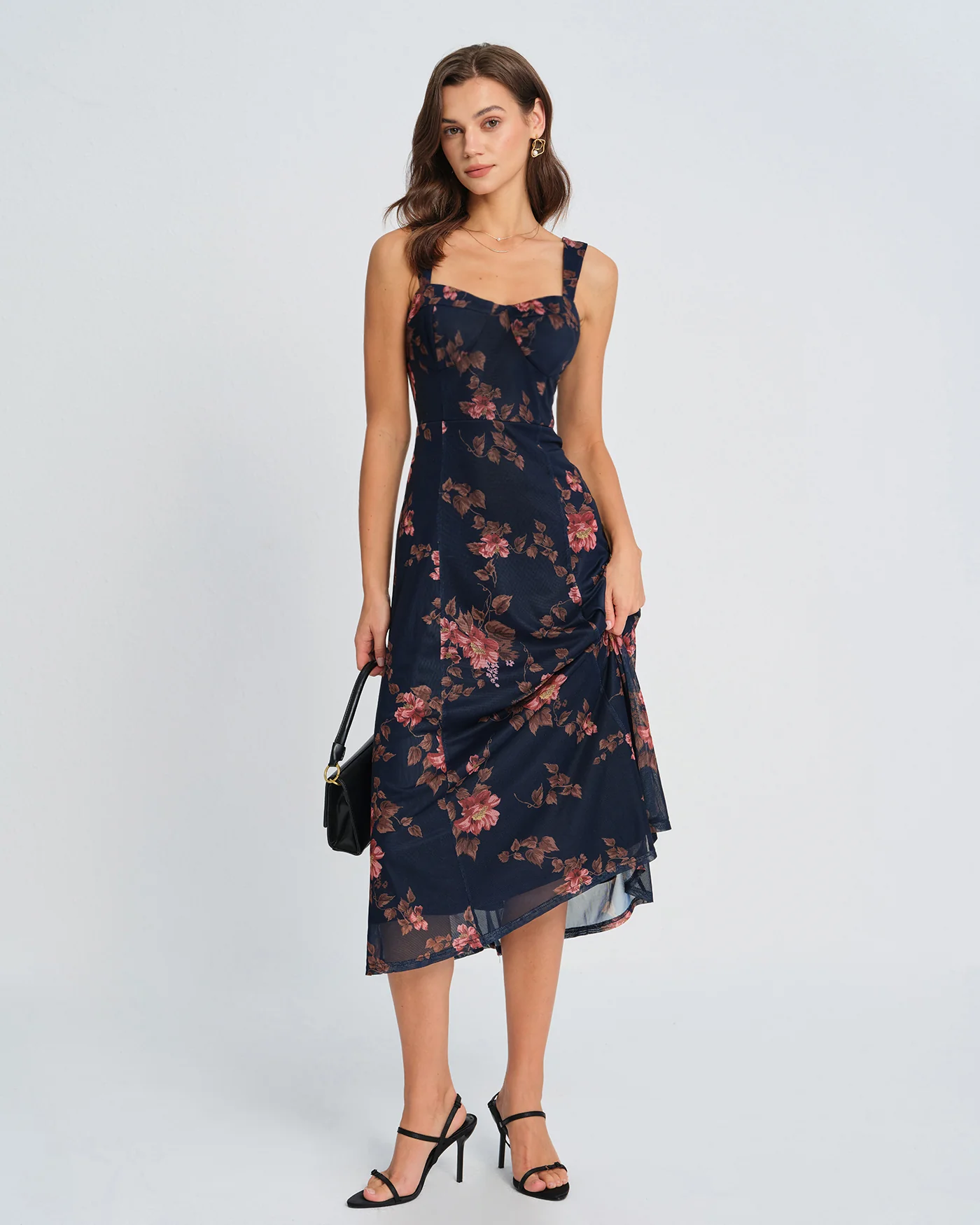 Blue Floral Slip Midi Dress - Image 6