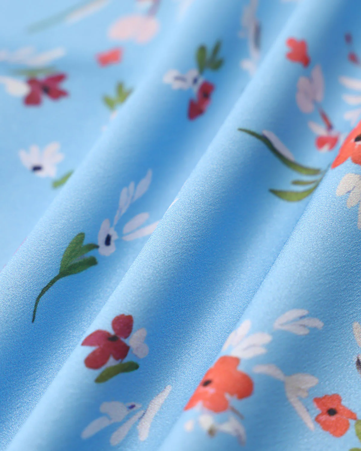 Blue Floral Slit A-Line Midi Skirt - Image 8