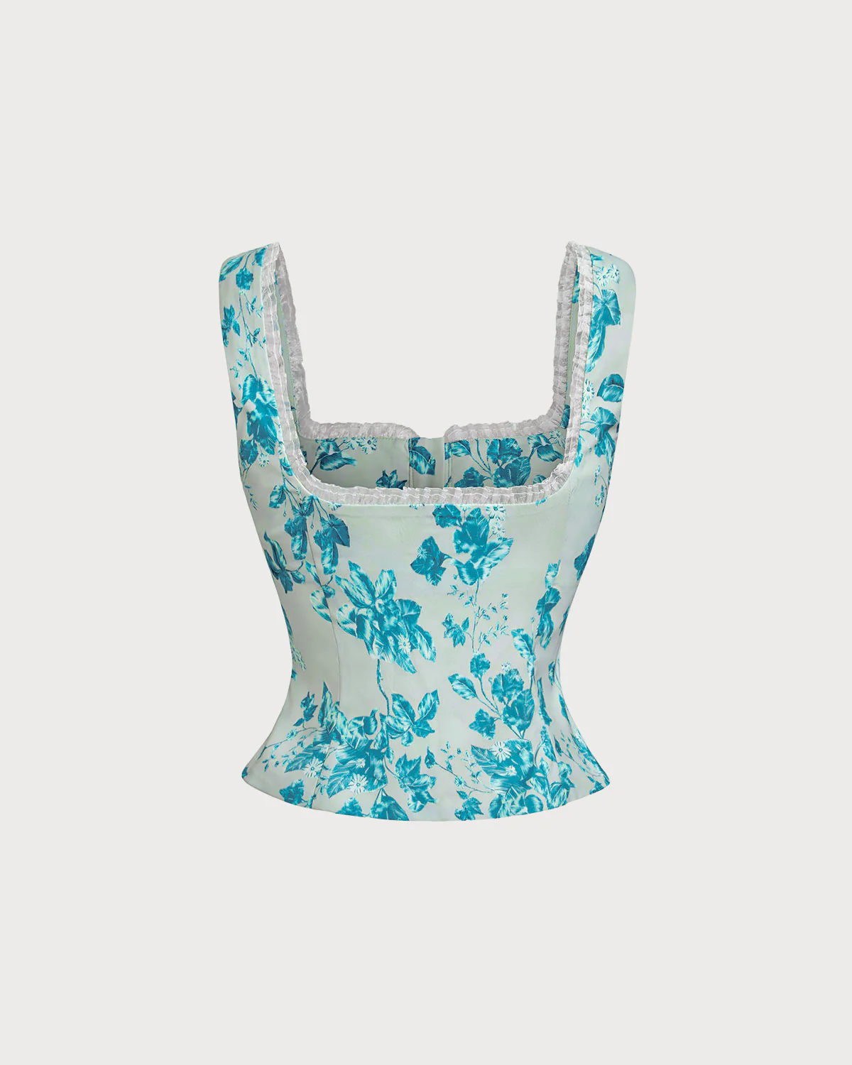 Blue Floral Square Tank Top - Image 6