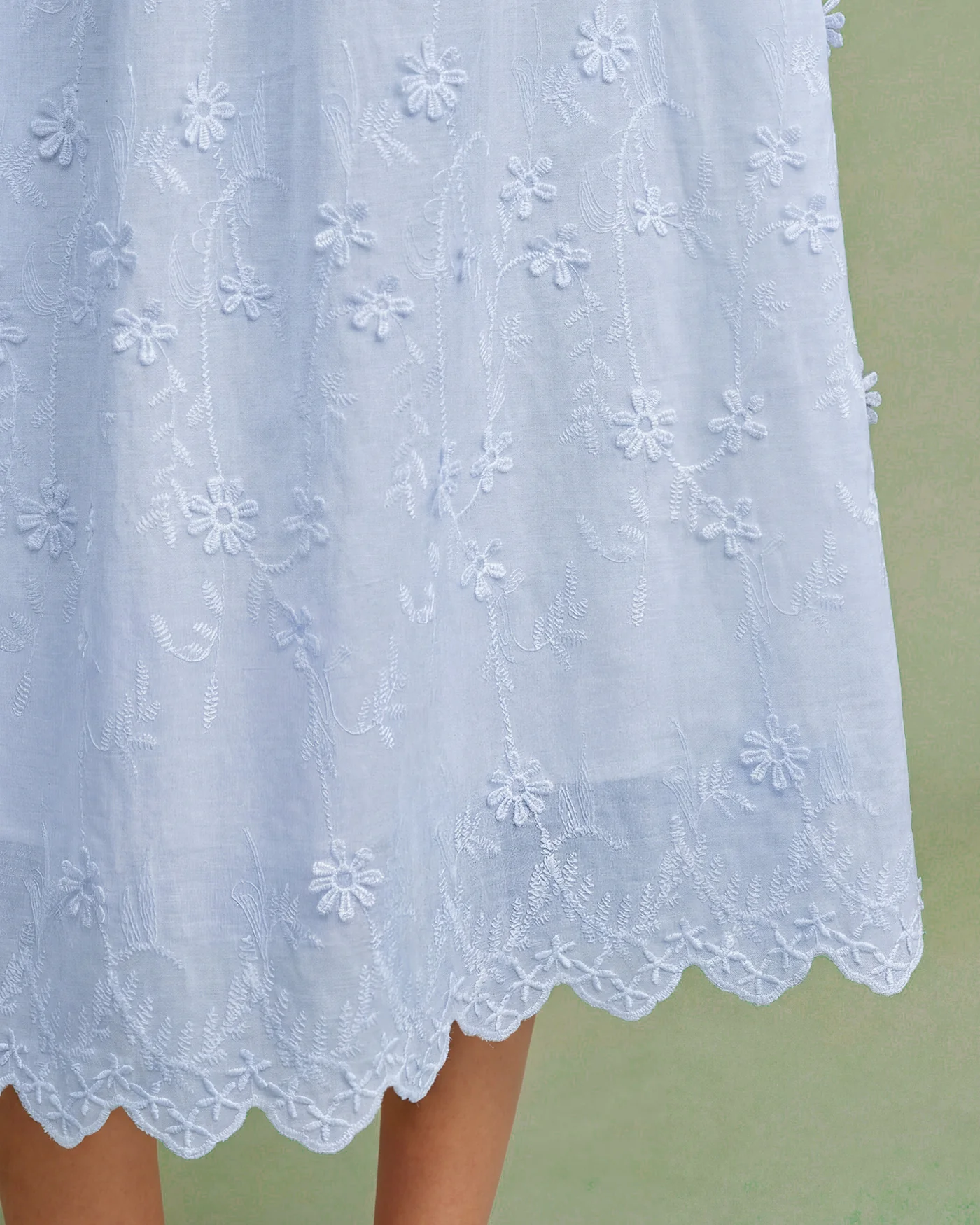 Blue Floral Textured Midi Dress - Image 3
