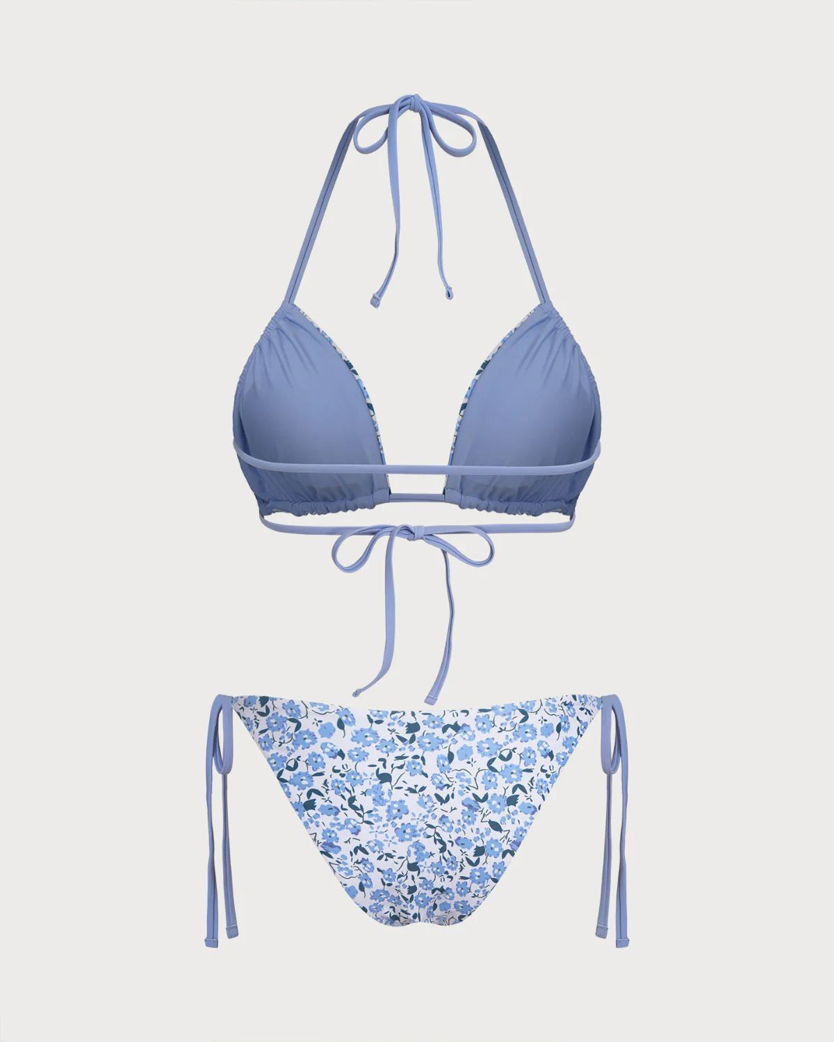 Blue Floral Triangle Bikini Set - Image 3