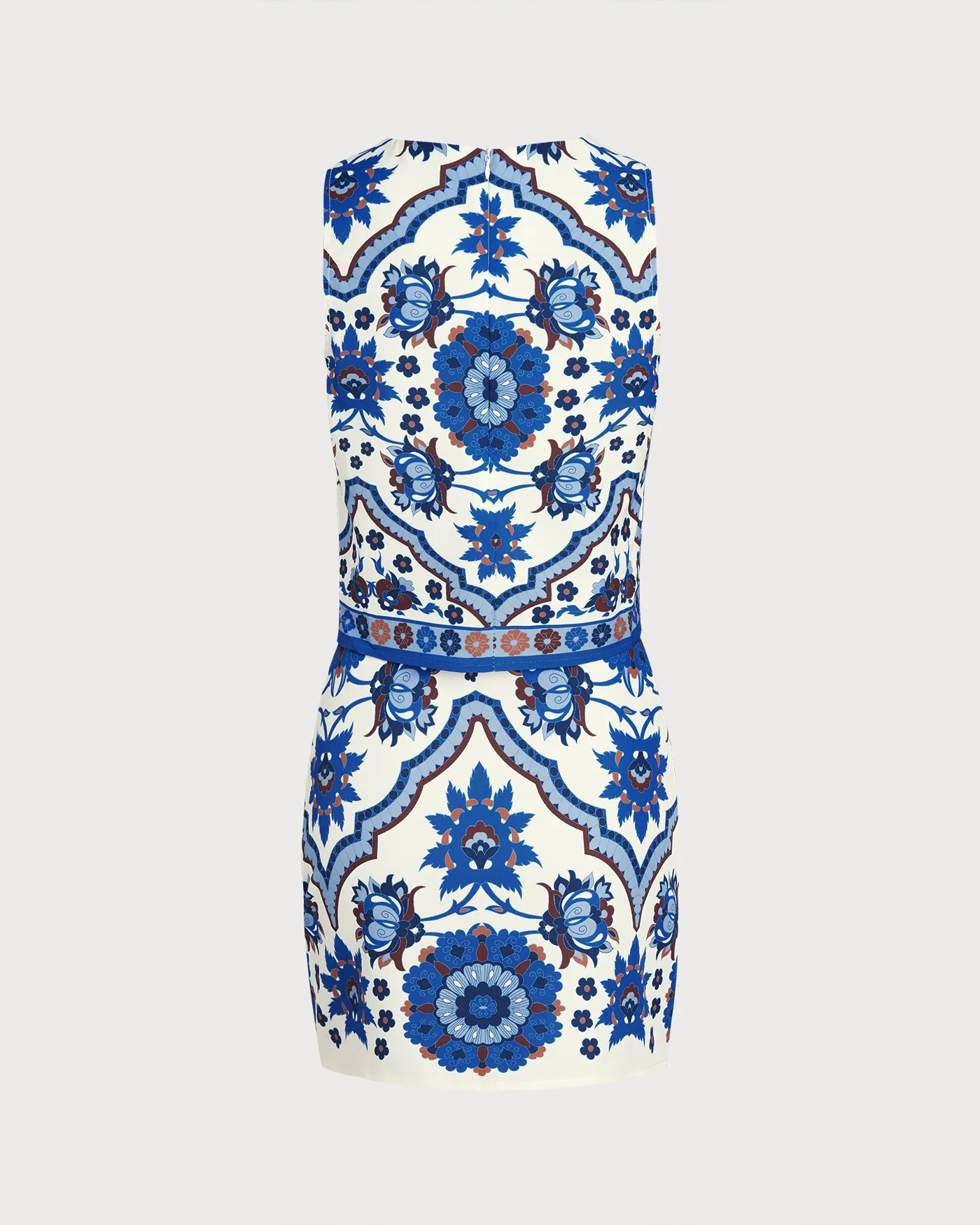 Blue Floral Two-Piece Skirt Set - Image 5
