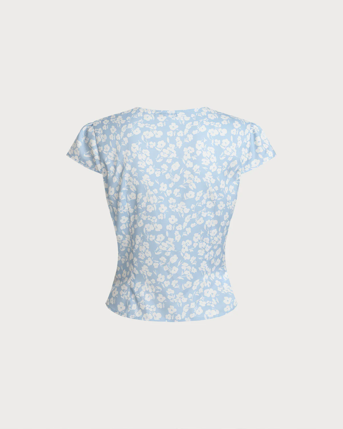 Blue Floral V-Neck Blouse - Image 7