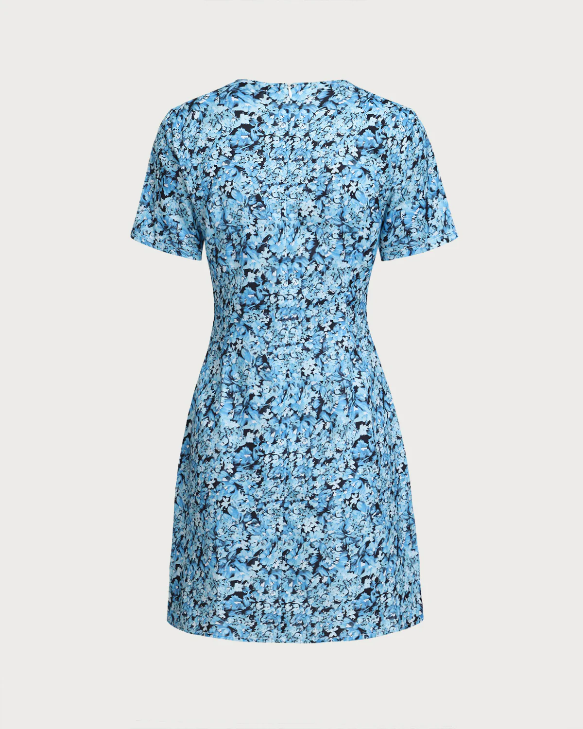 Blue Floral V-Neck Button Mini Dress - Image 7