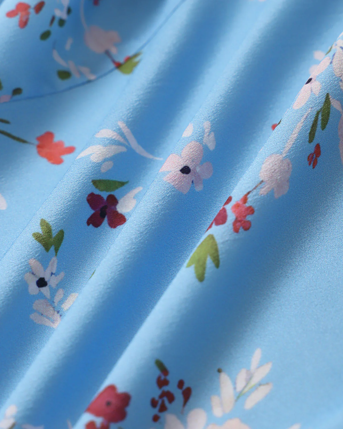 Blue Floral A-Line Wrap Mini Dress - Image 7